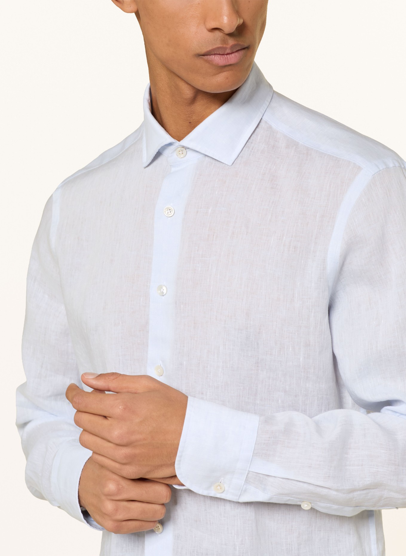 OLYMP SIGNATURE Leinenhemd tailored fit: HELLBLAU