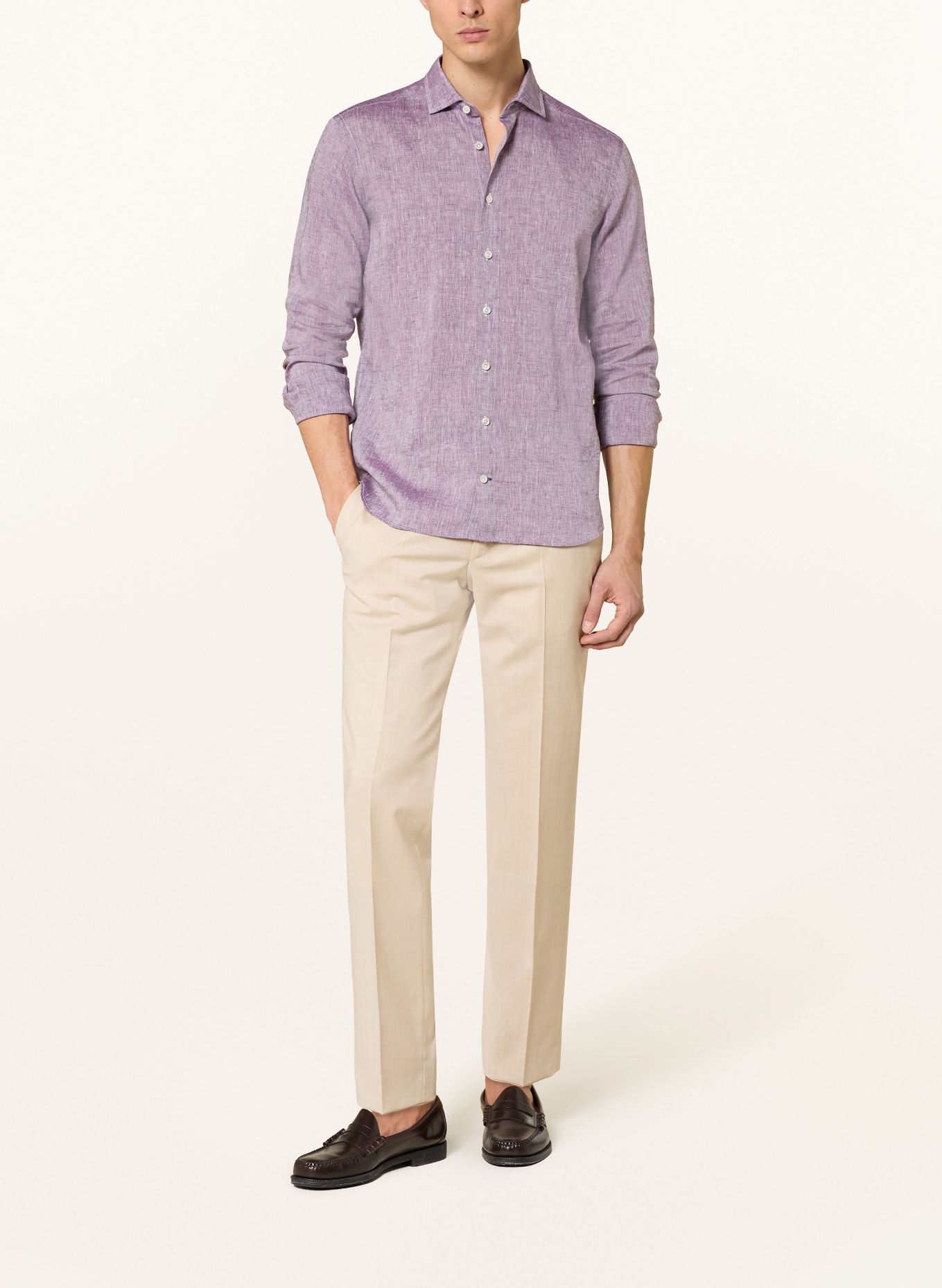 OLYMP SIGNATURE Leinenhemd tailored fit: FUCHSIA