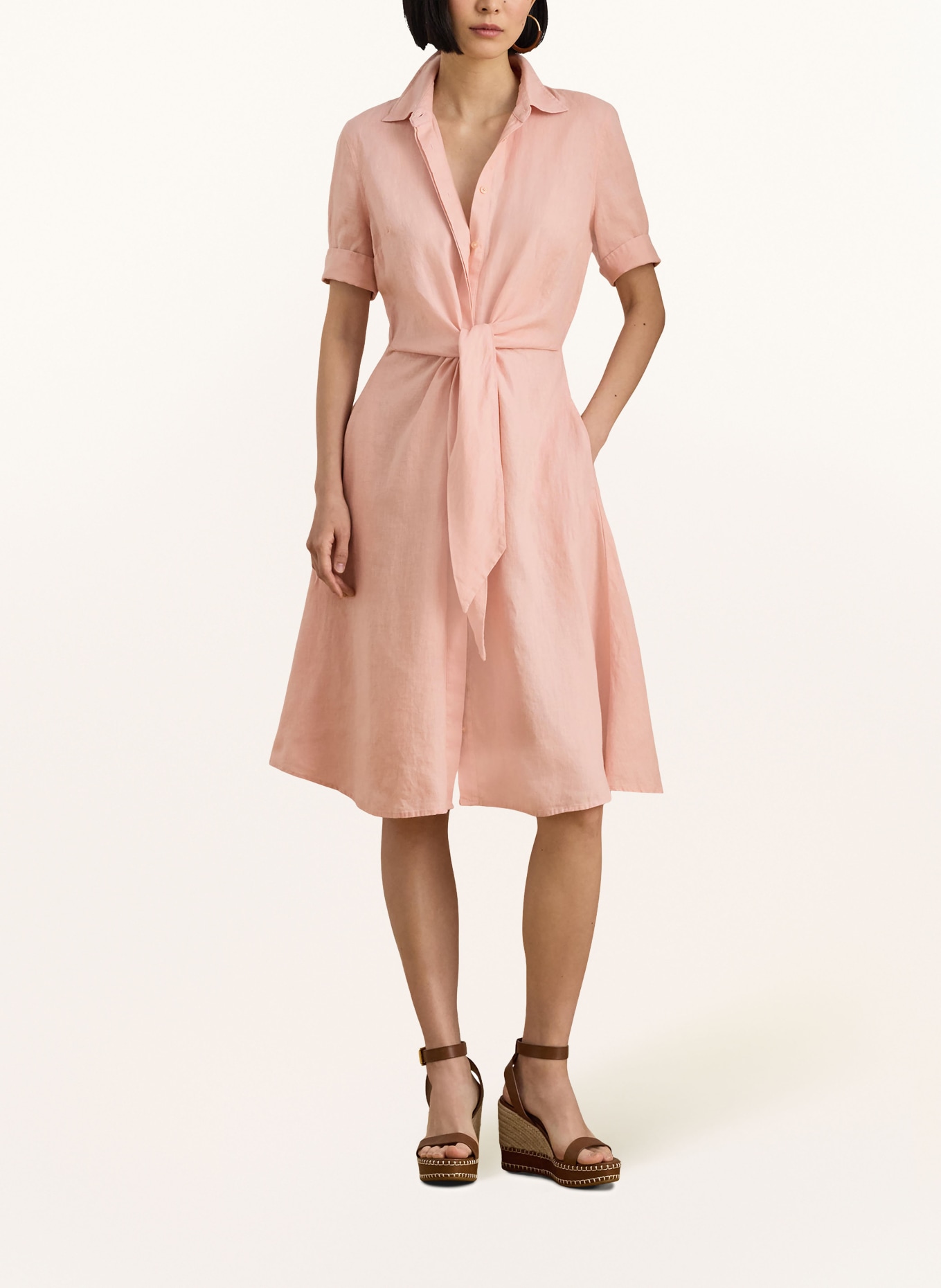 LAUREN RALPH LAUREN Sukienka koszulowa z lnu: BLADORÓŻOWY