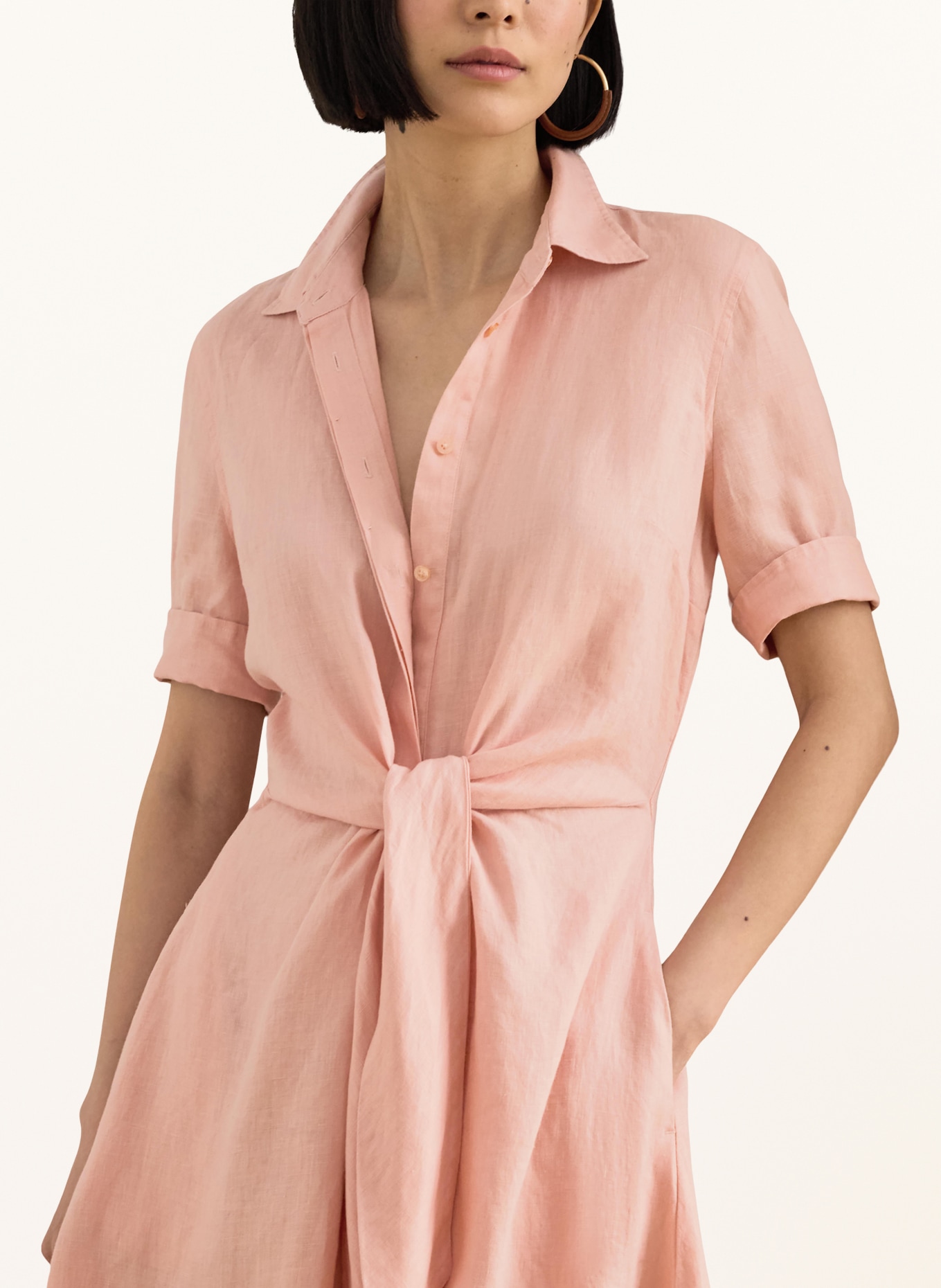 LAUREN RALPH LAUREN Sukienka koszulowa z lnu: BLADORÓŻOWY