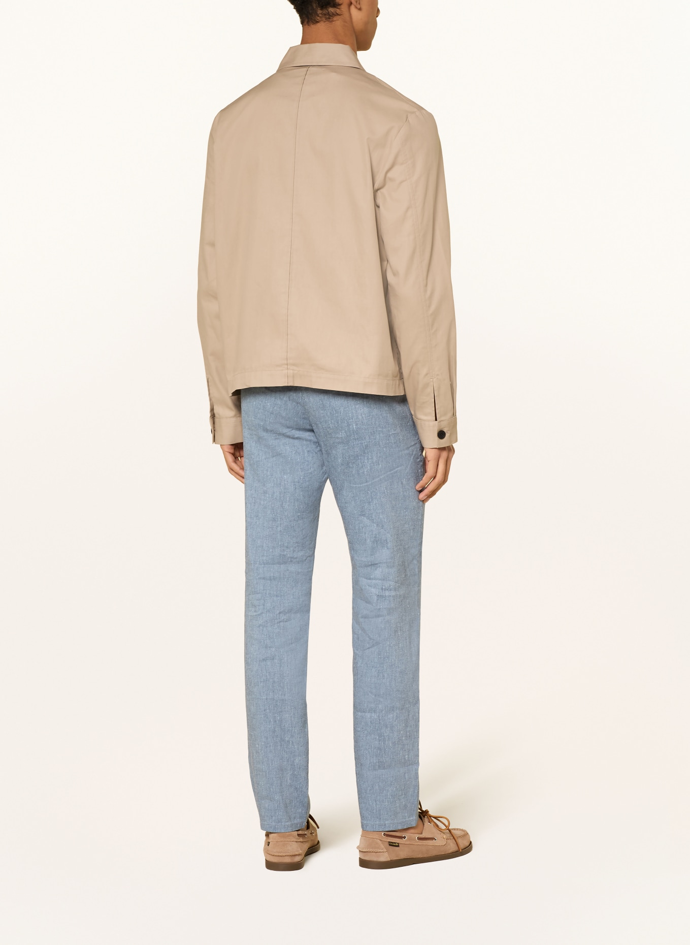 MAC Chino LENNOX in joggingstijl, modern fit met linnen: LICHTBLAUW