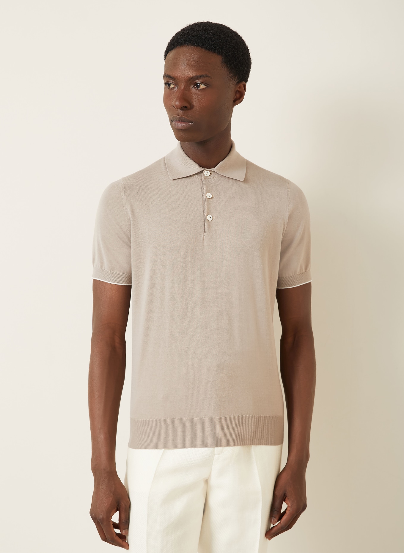 BRUNELLO CUCINELLI Jersey polo shirt: BEIGE