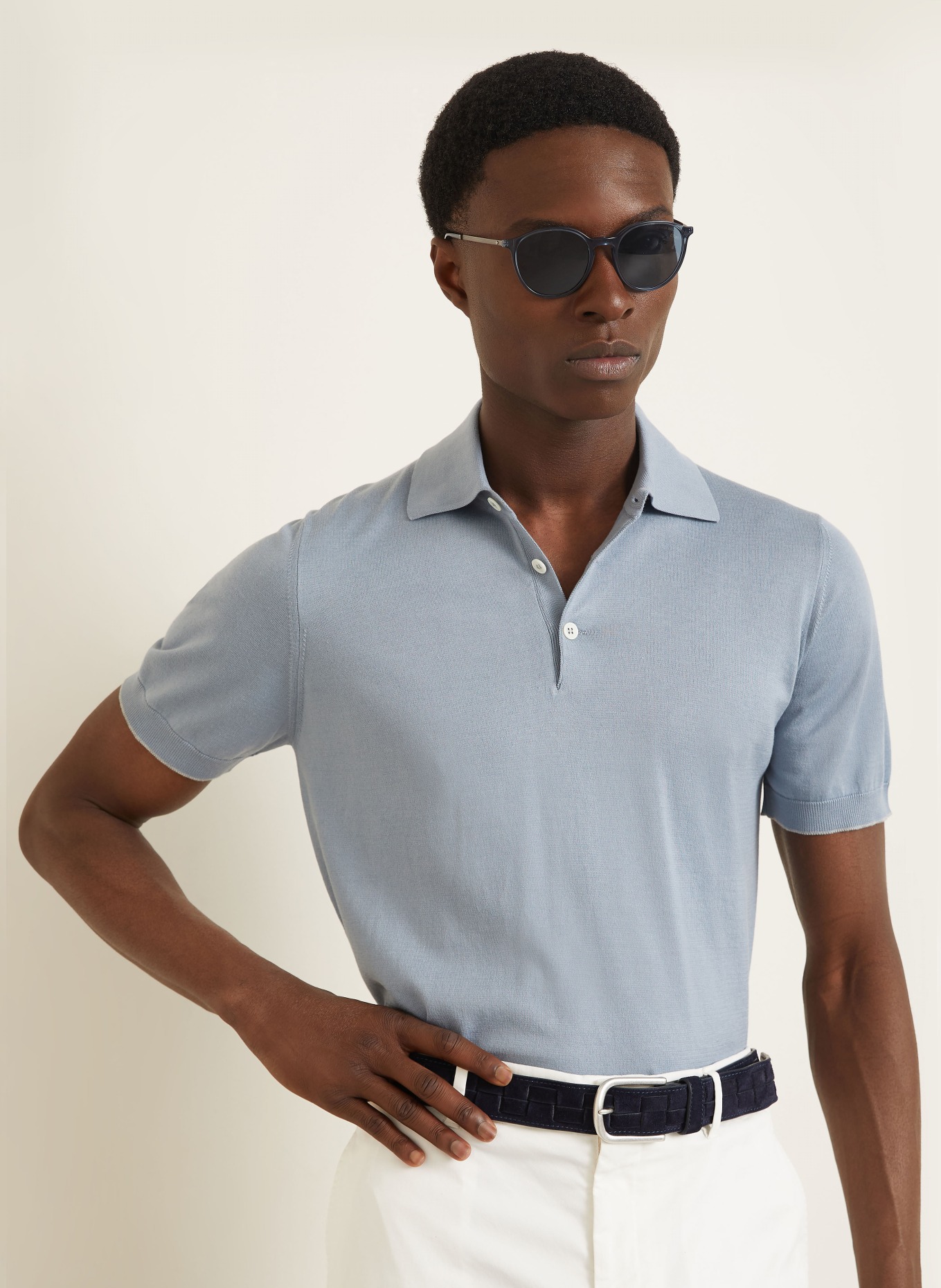 BRUNELLO CUCINELLI Jersey polo shirt: LIGHT BLUE
