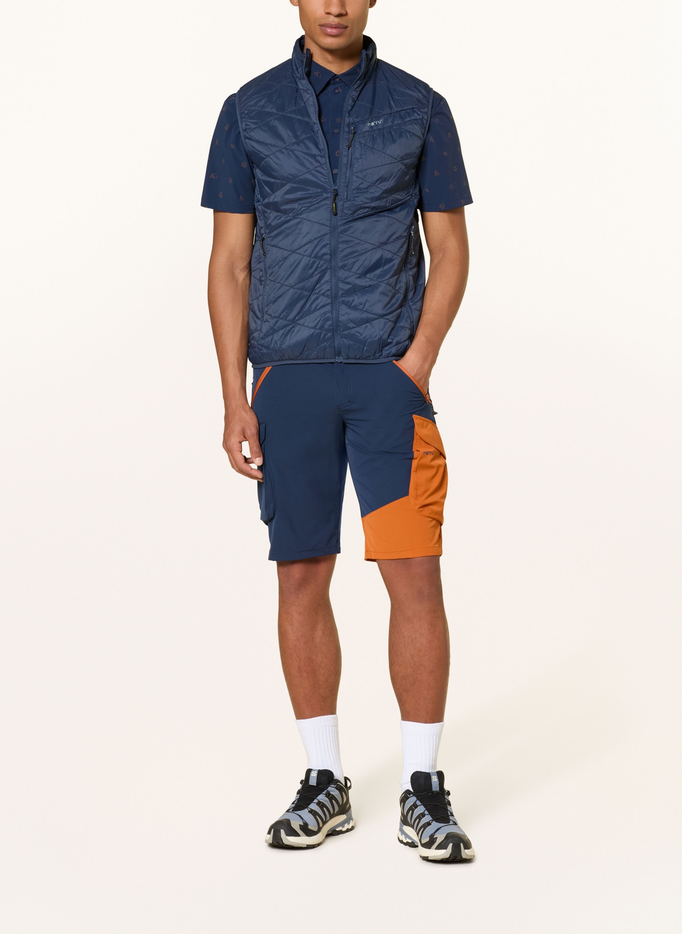 me°ru' Short de trekking ROSARIO: BLEU FONCÉ / ORANGE