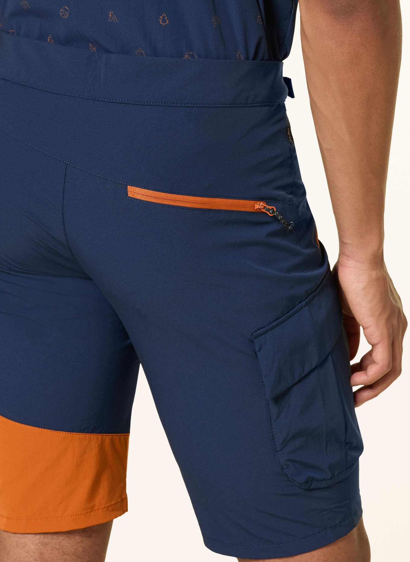 me°ru' Short de trekking ROSARIO: BLEU FONCÉ / ORANGE