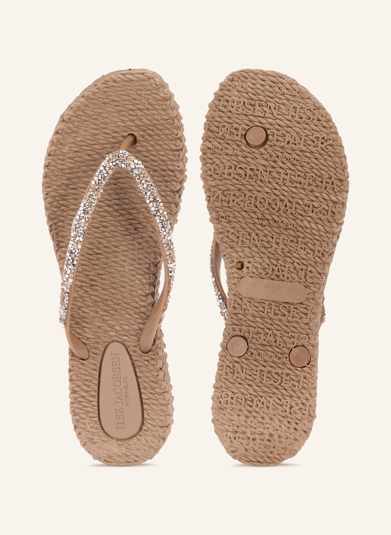 ILSE JACOBSEN Zehentrenner CHEERFUL03G mit Schmucksteinen: BRAUN / SILBER