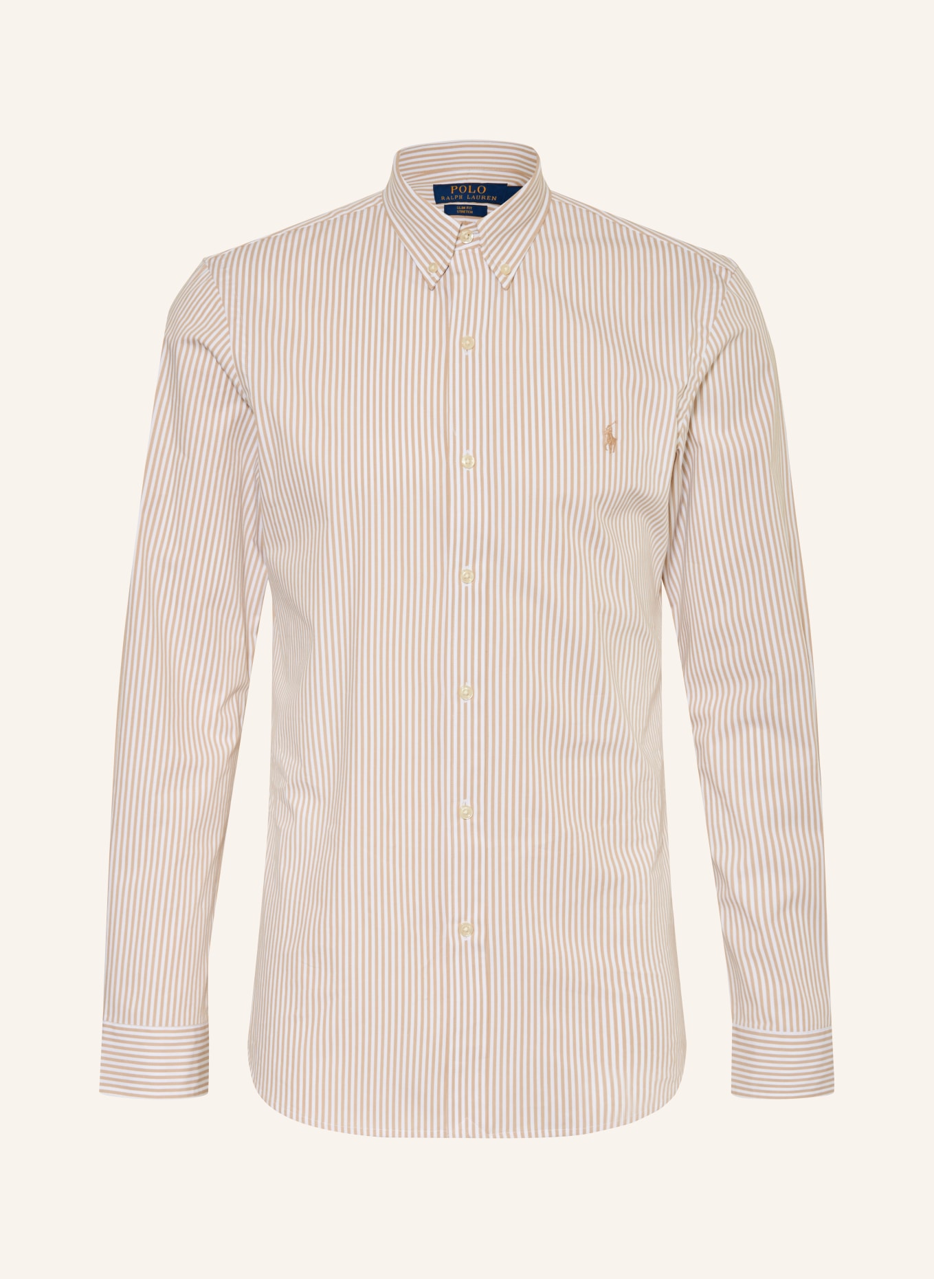 POLO RALPH LAUREN Hemd Slim Fit: BEIGE / WEISS