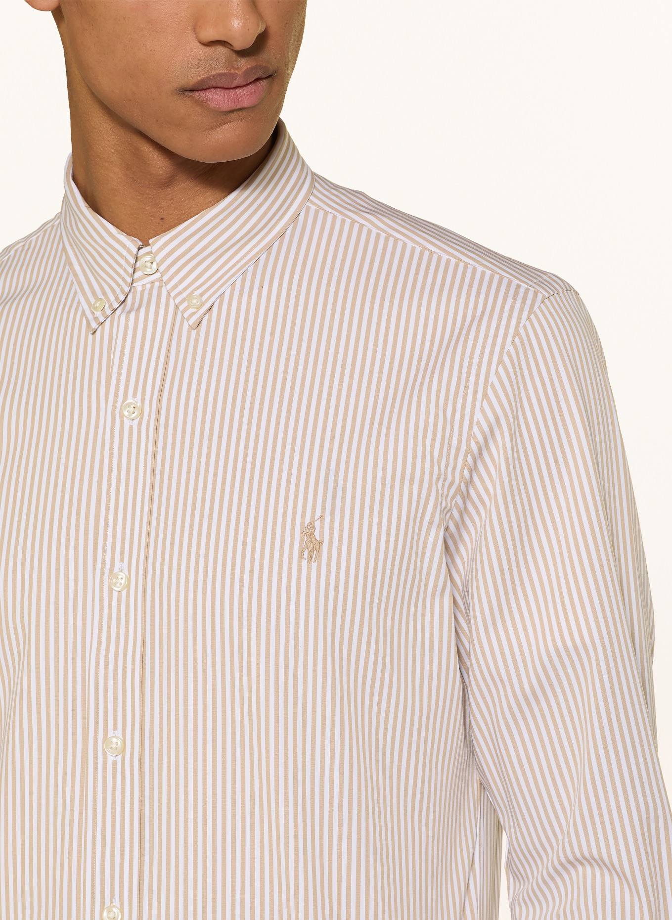 POLO RALPH LAUREN Hemd Slim Fit: BEIGE / WEISS