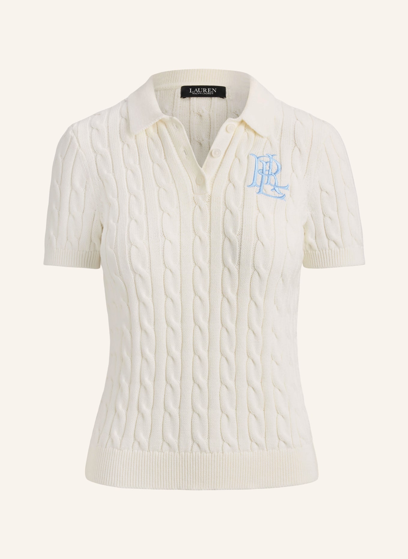 LAUREN RALPH LAUREN Strick-Poloshirt: WEISS