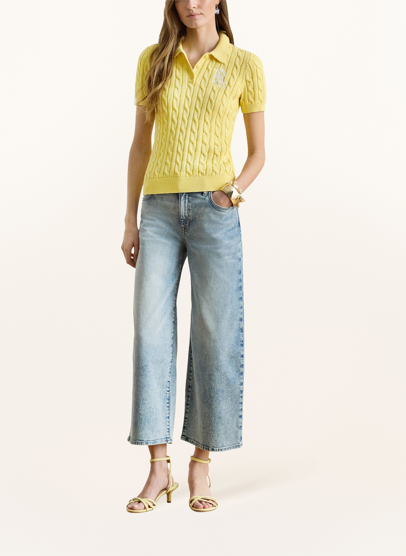 LAUREN RALPH LAUREN Strick-Poloshirt: GELB
