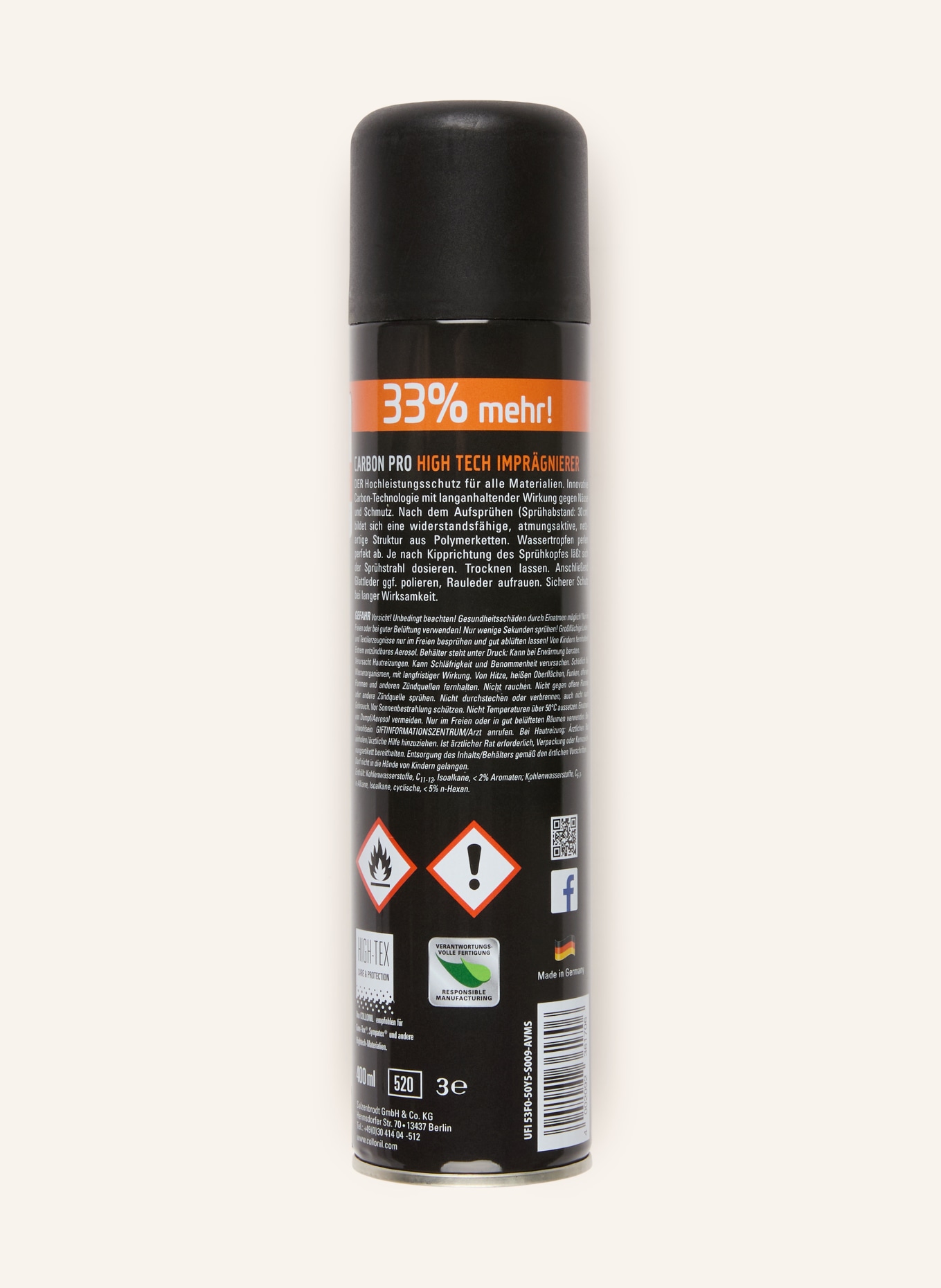 Collonil Hightech-imprægneringsbeskyttelse CARBON PRO: SORT