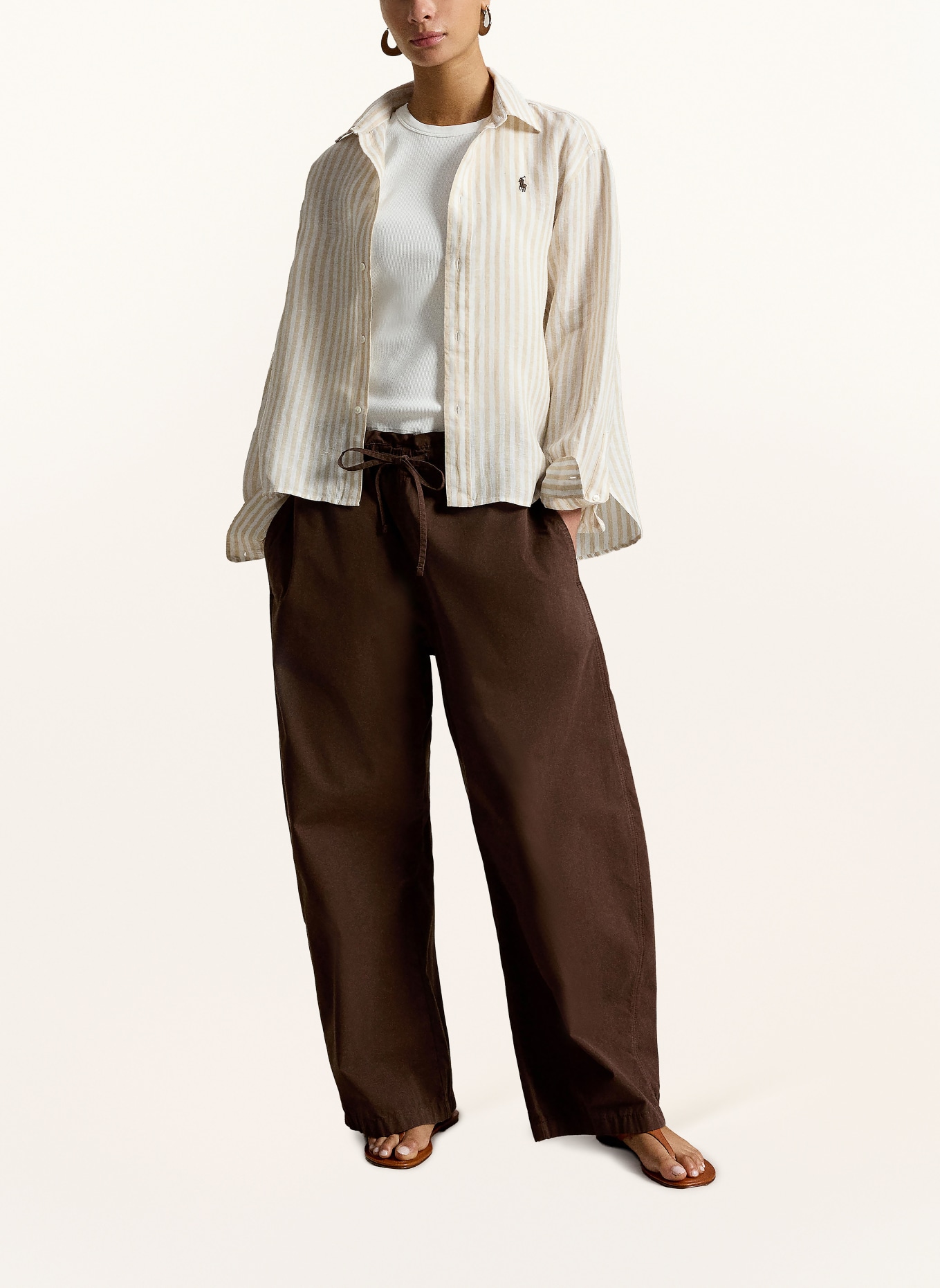 POLO RALPH LAUREN Linnen overhemdblouse: BEIGE / CRÈME