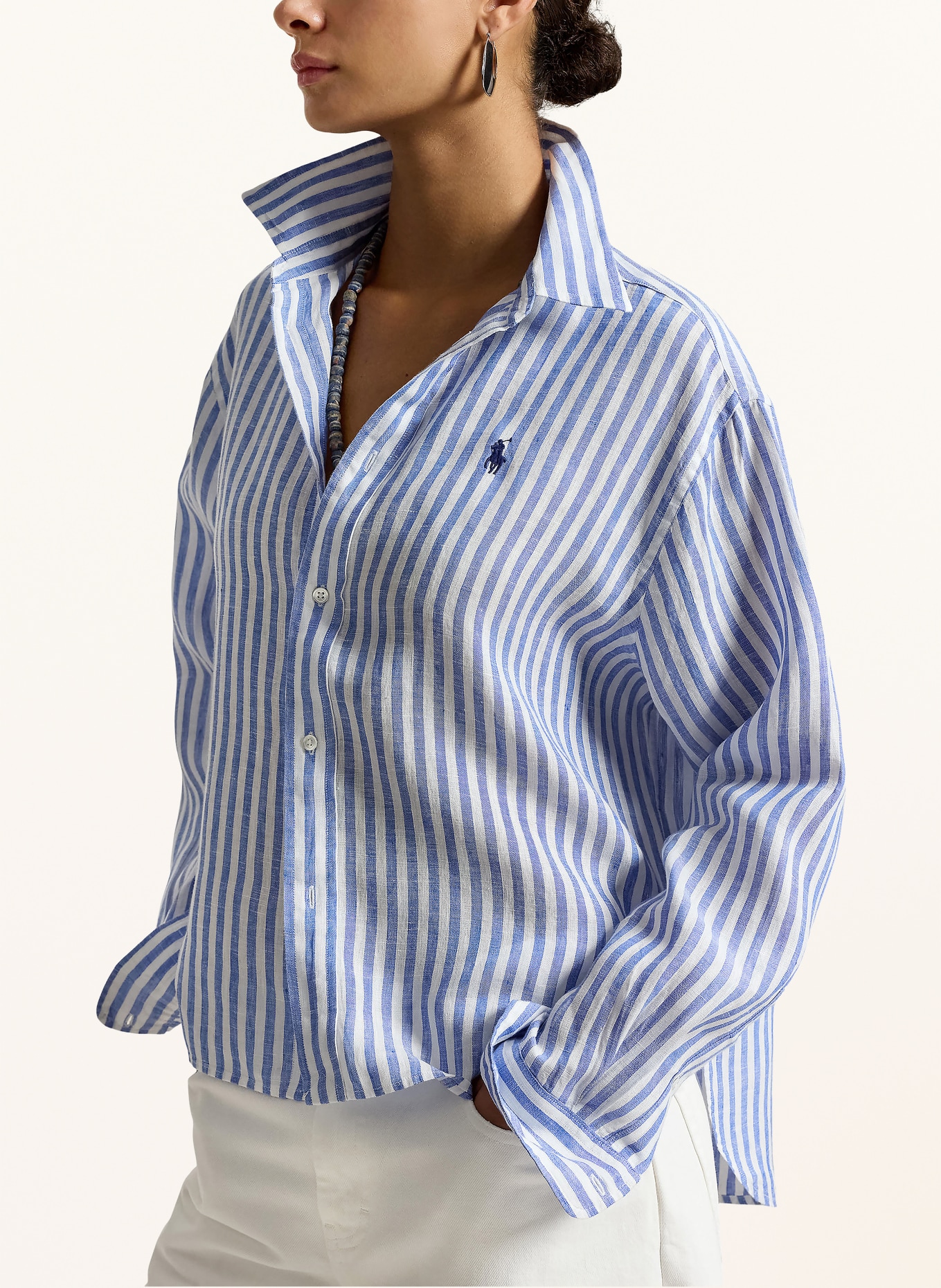 POLO RALPH LAUREN Koszula z lnu: NIEBIESKI / BIAŁY