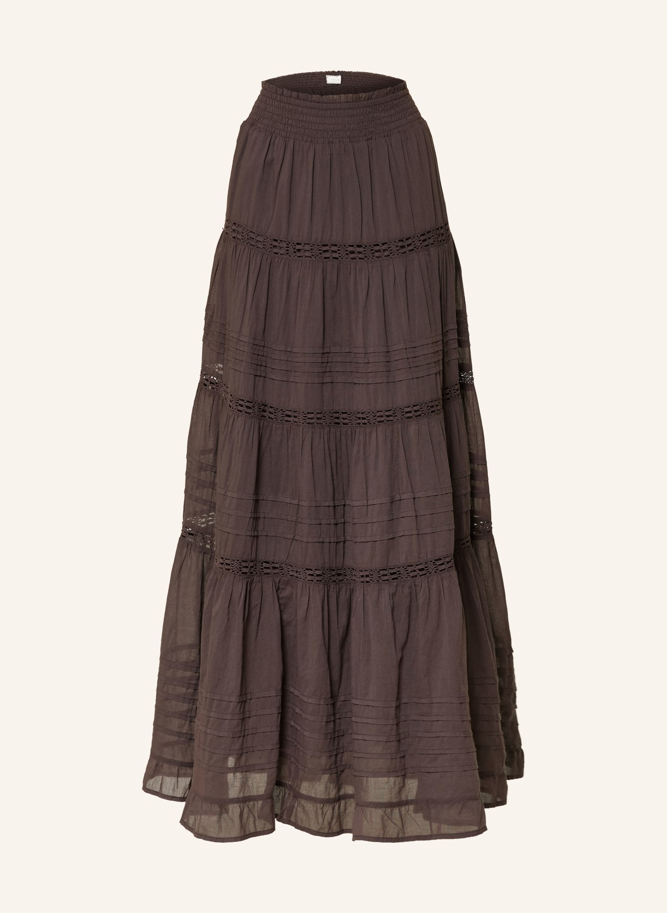 NEO NOIR Spódnica FELICIA z dziurkowaną koronką: CIEMNOBRĄZOWY