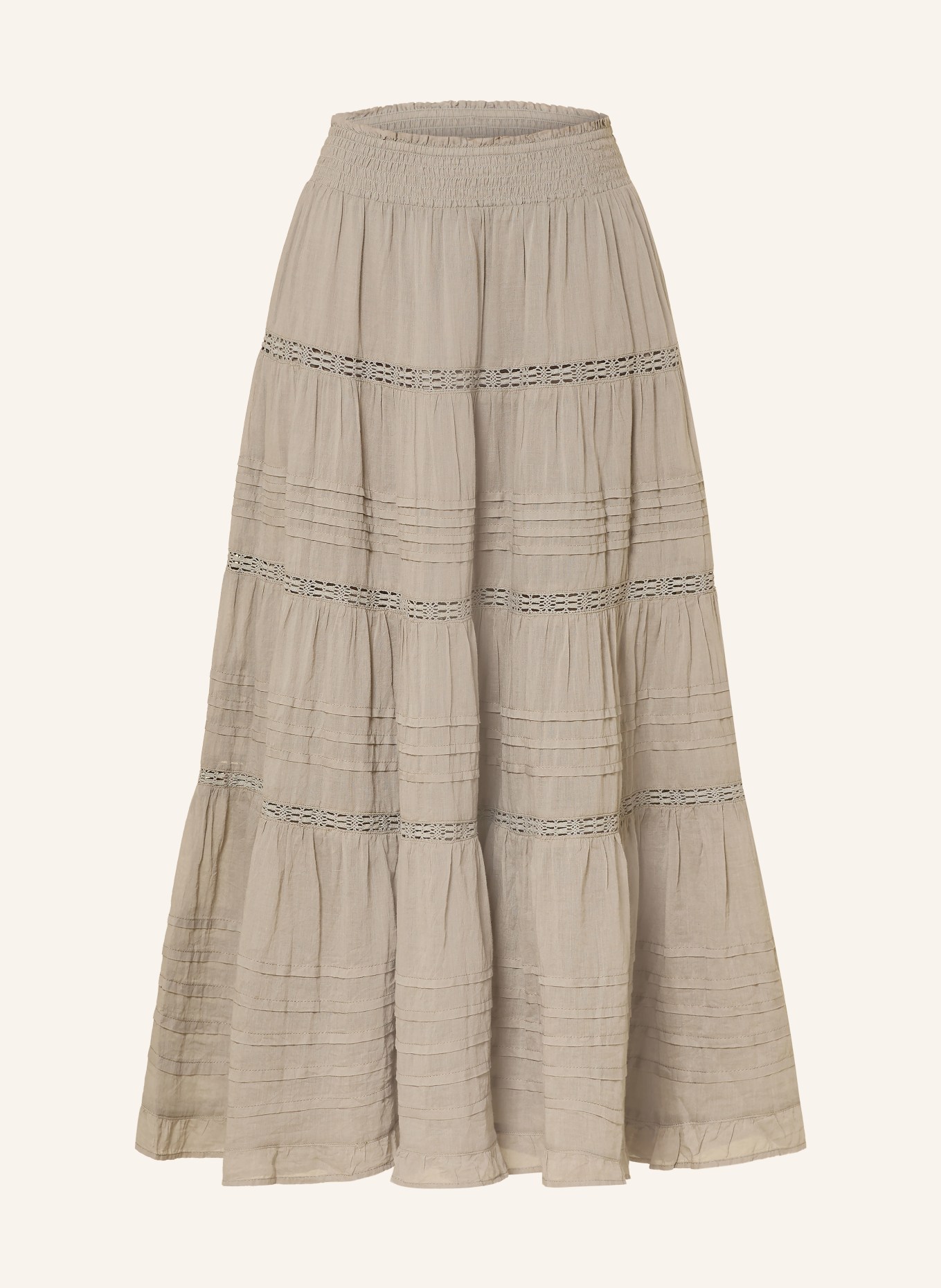 NEO NOIR Skirt FELICIA with broderie anglaise: KHAKI