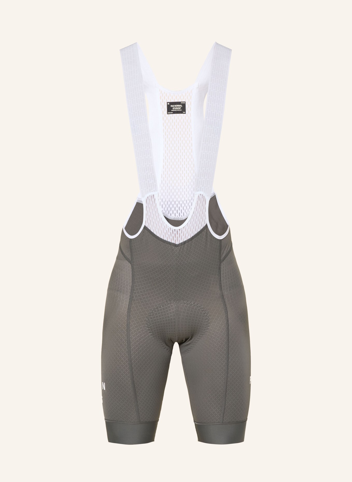 PAS NORMAL STUDIOS Fietsbroek MECHANISM BIBS met bretels en gewatteerde inzetstukken: DONKERGRIJS / WIT