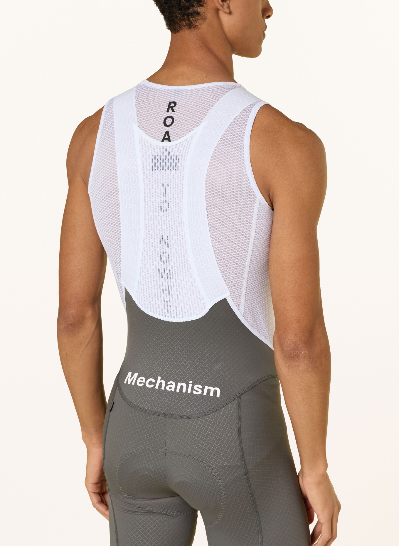 PAS NORMAL STUDIOS Fietsbroek MECHANISM BIBS met bretels en gewatteerde inzetstukken: DONKERGRIJS / WIT