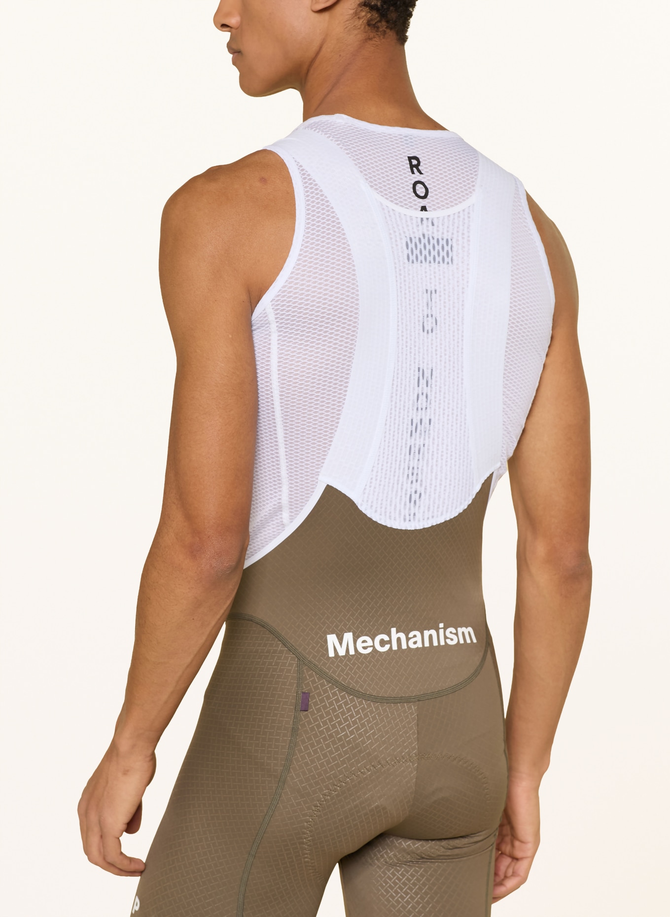 PAS NORMAL STUDIOS Fietsbroek MECHANISM BIBS met bretels en gewatteerde inzetstukken: KAKI