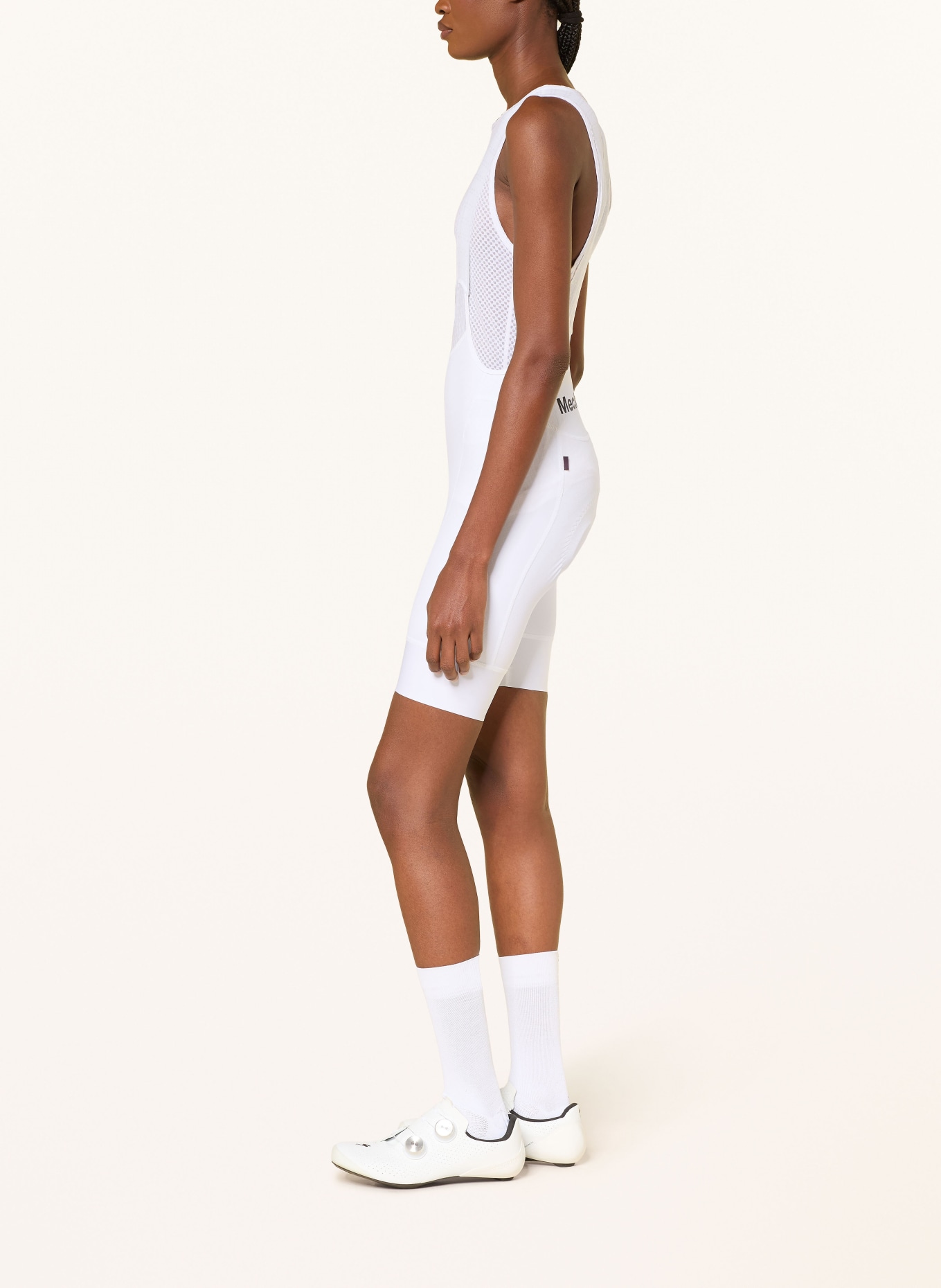 PAS NORMAL STUDIOS MECHANISM BIBS cycling shorts with straps and padded insert: WHITE
