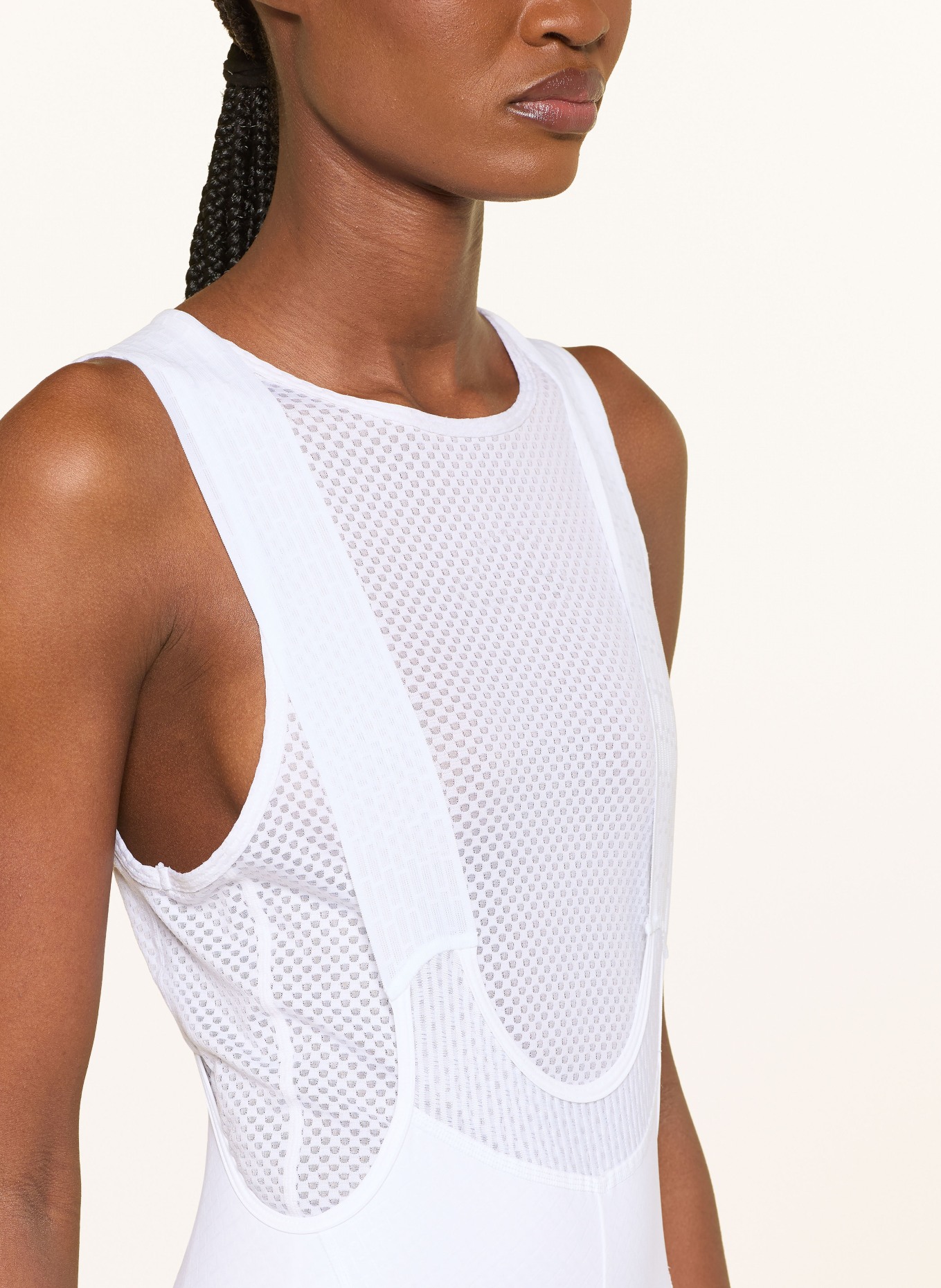 PAS NORMAL STUDIOS MECHANISM BIBS cycling shorts with straps and padded insert: WHITE