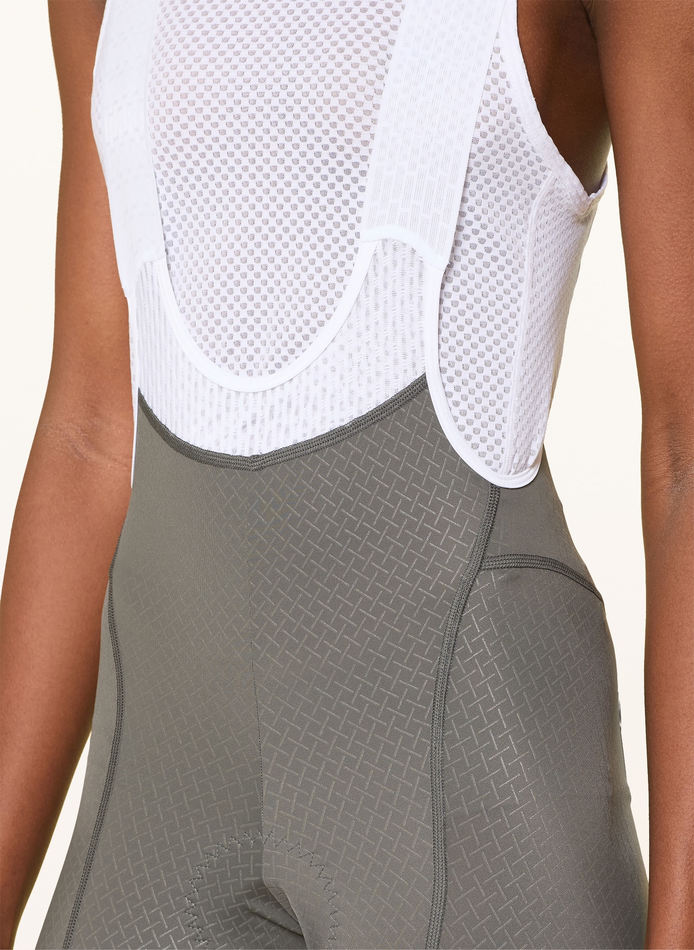 PAS NORMAL STUDIOS Fietsbroek MECHANISM BIBS met bretels en gewatteerde inzetstukken: WIT / DONKERGRIJS