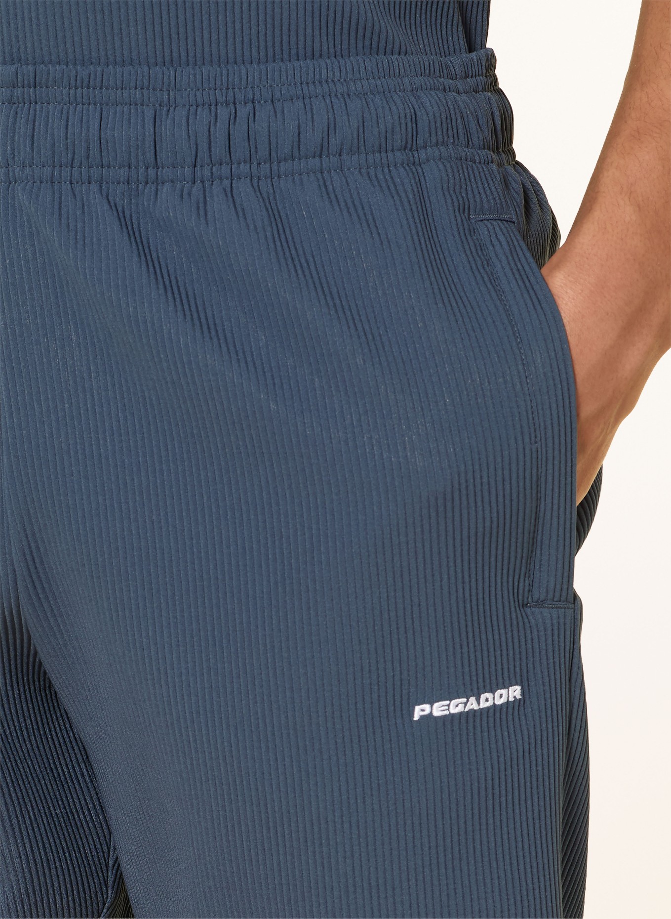 PEGADOR Plissé shorts TROY: DONKERBLAUW