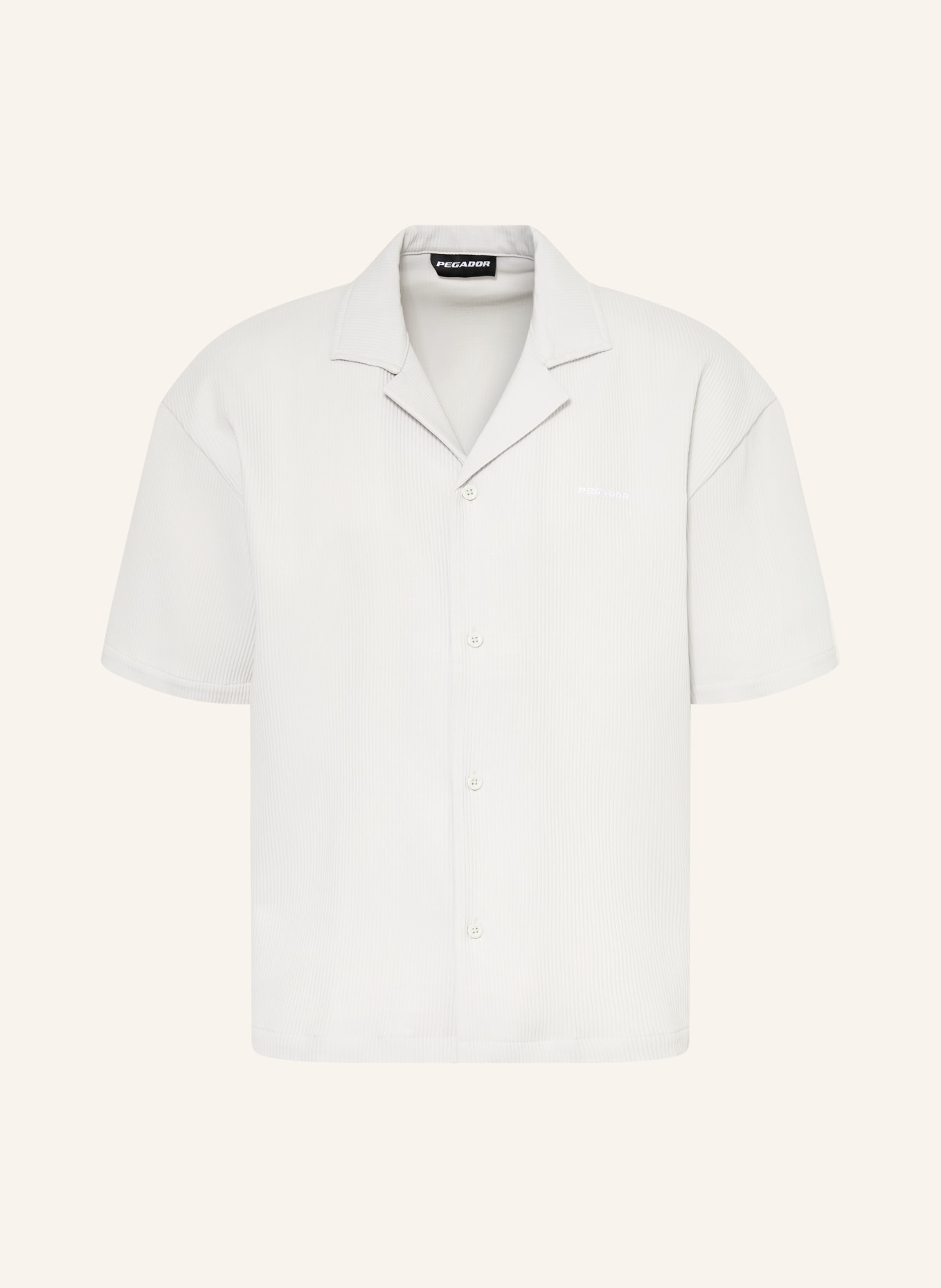 PEGADOR Resorthemd TROY Comfort Fit met plooien: LICHTGRIJS