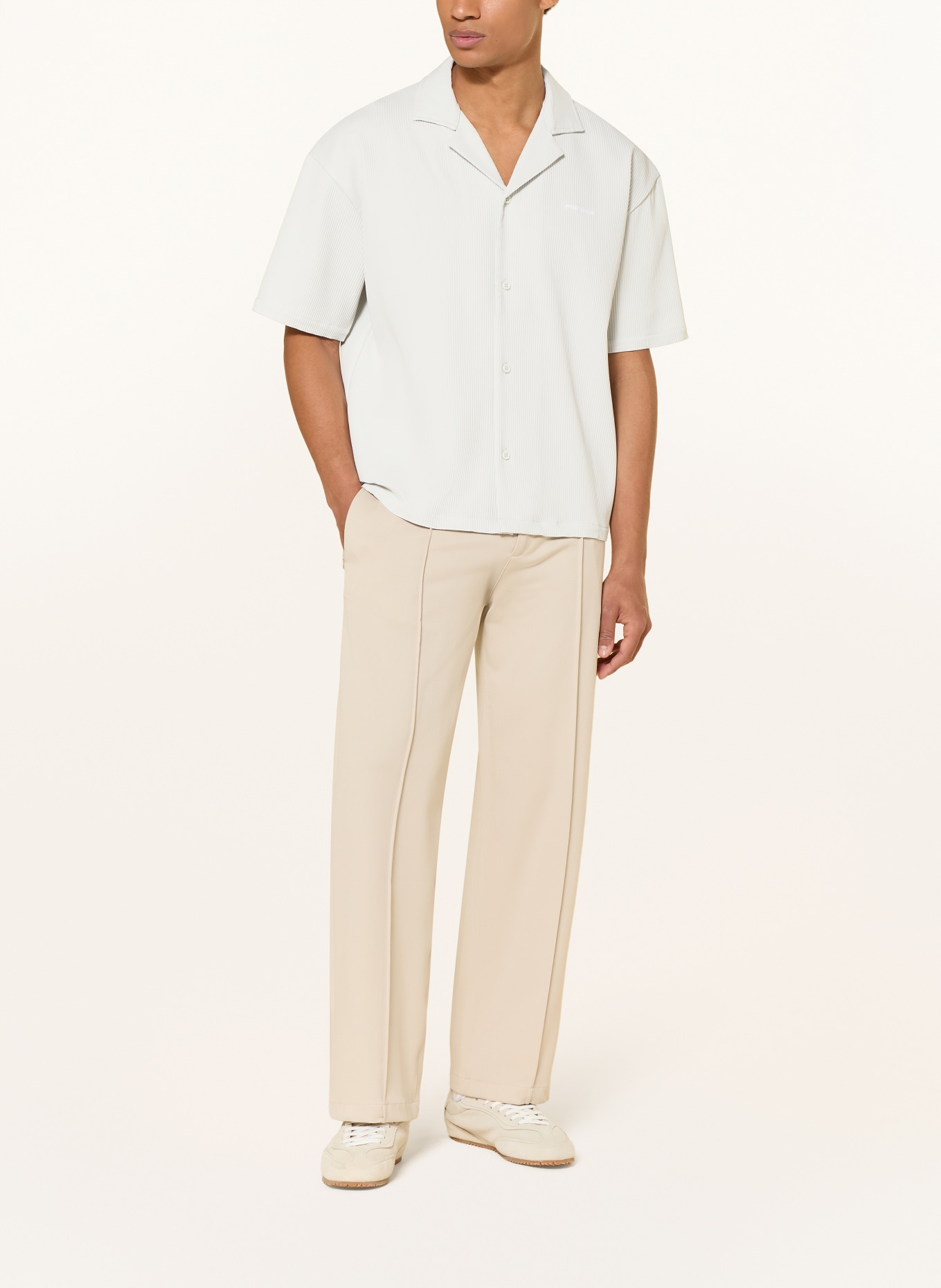 PEGADOR Resorthemd TROY Comfort Fit met plooien: LICHTGRIJS