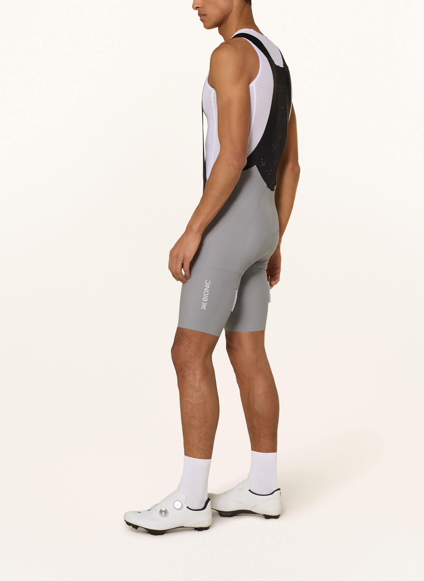 X-BIONIC Cycling shorts COREFUSION BIB with straps and padded insert: LIGHT GRAY