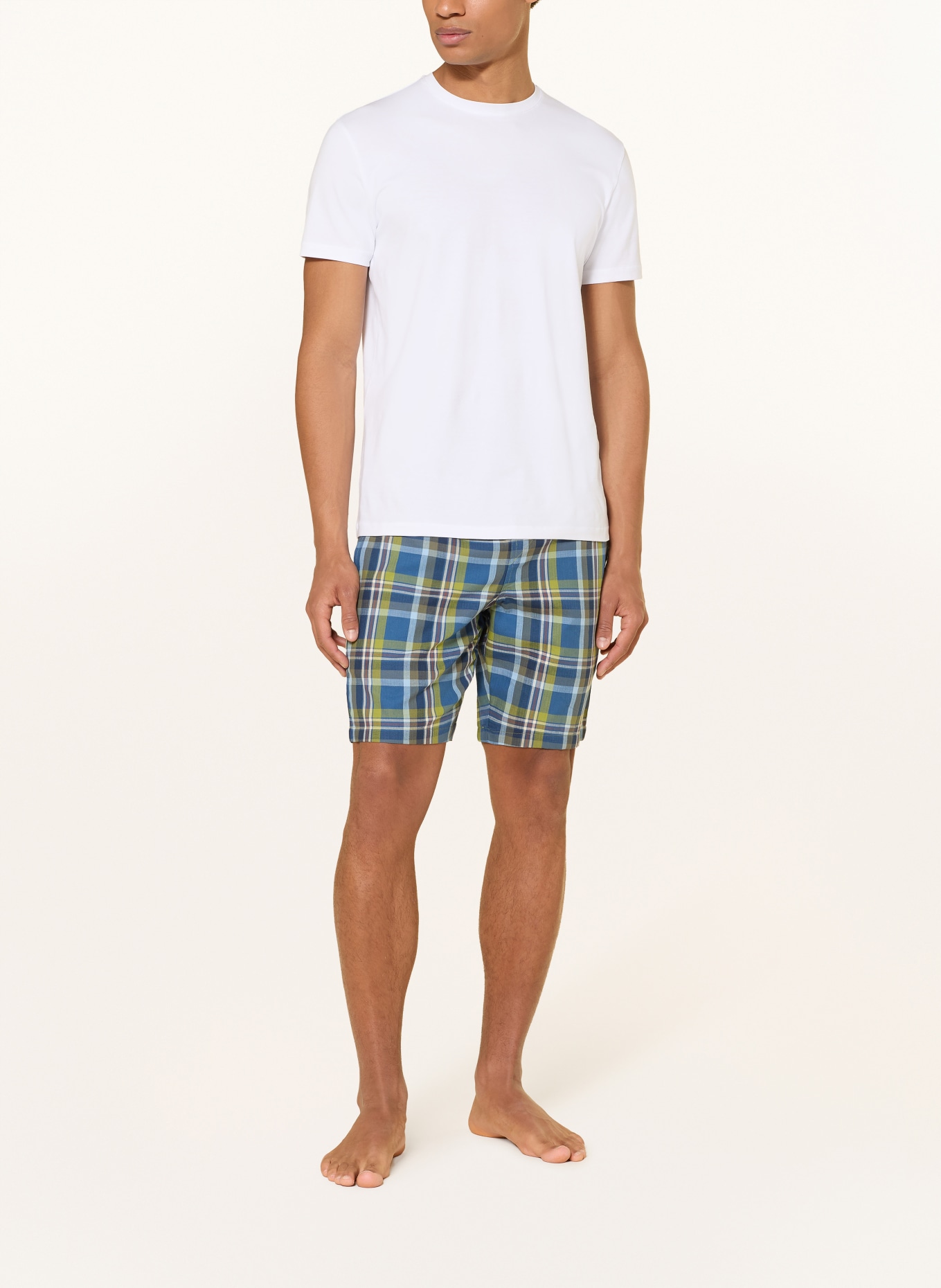 SCHIESSER Schlafshorts MIX+RELAX: OLIV / HELLBLAU / BLAU