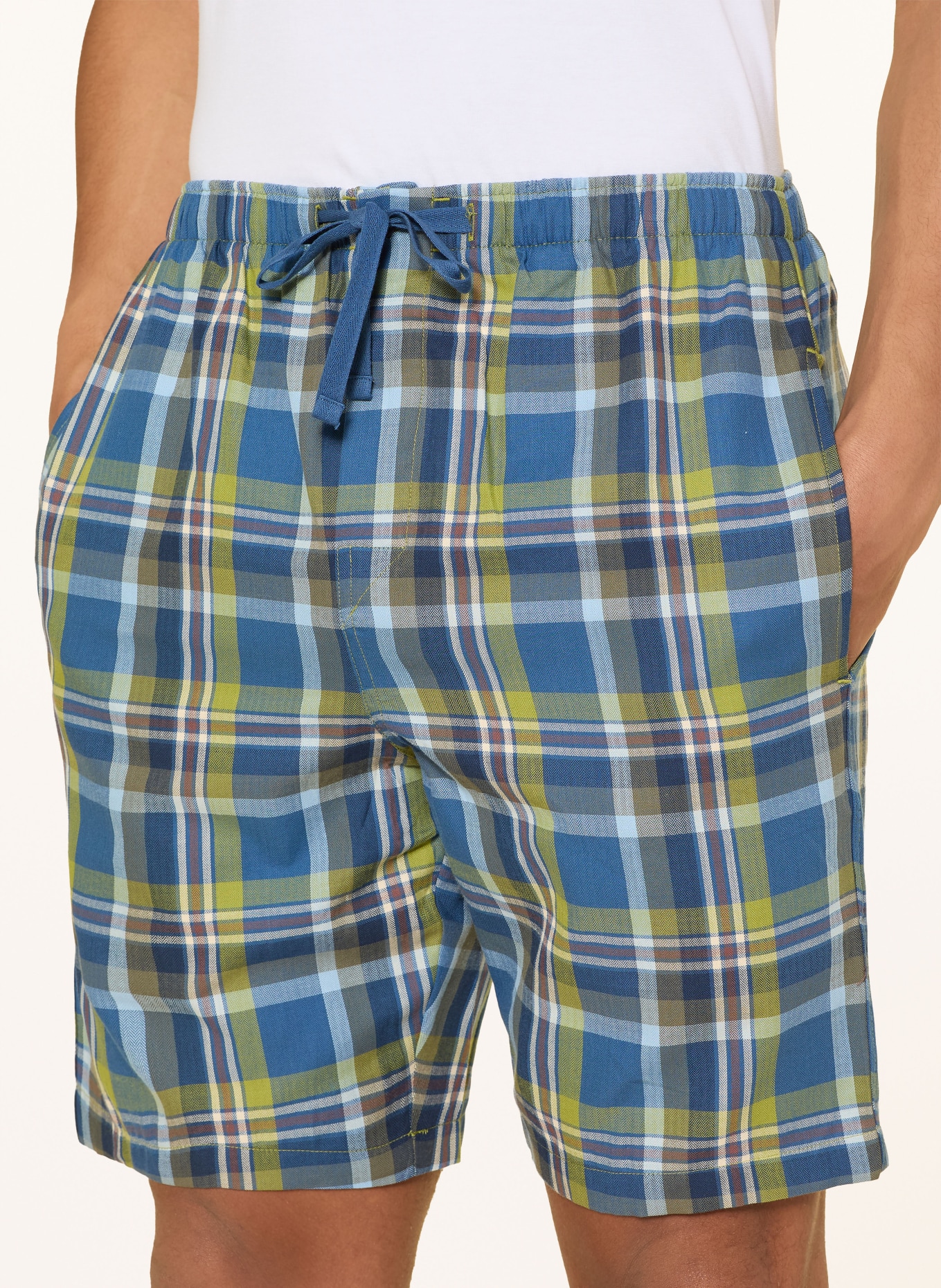 SCHIESSER Schlafshorts MIX+RELAX: OLIV / HELLBLAU / BLAU