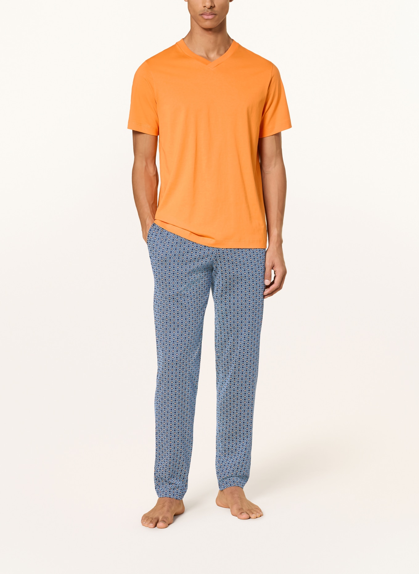 SCHIESSER Slaapbroek MIX+RELAX: DONKERBLAUW / ORANJE / LICHTBLAUW