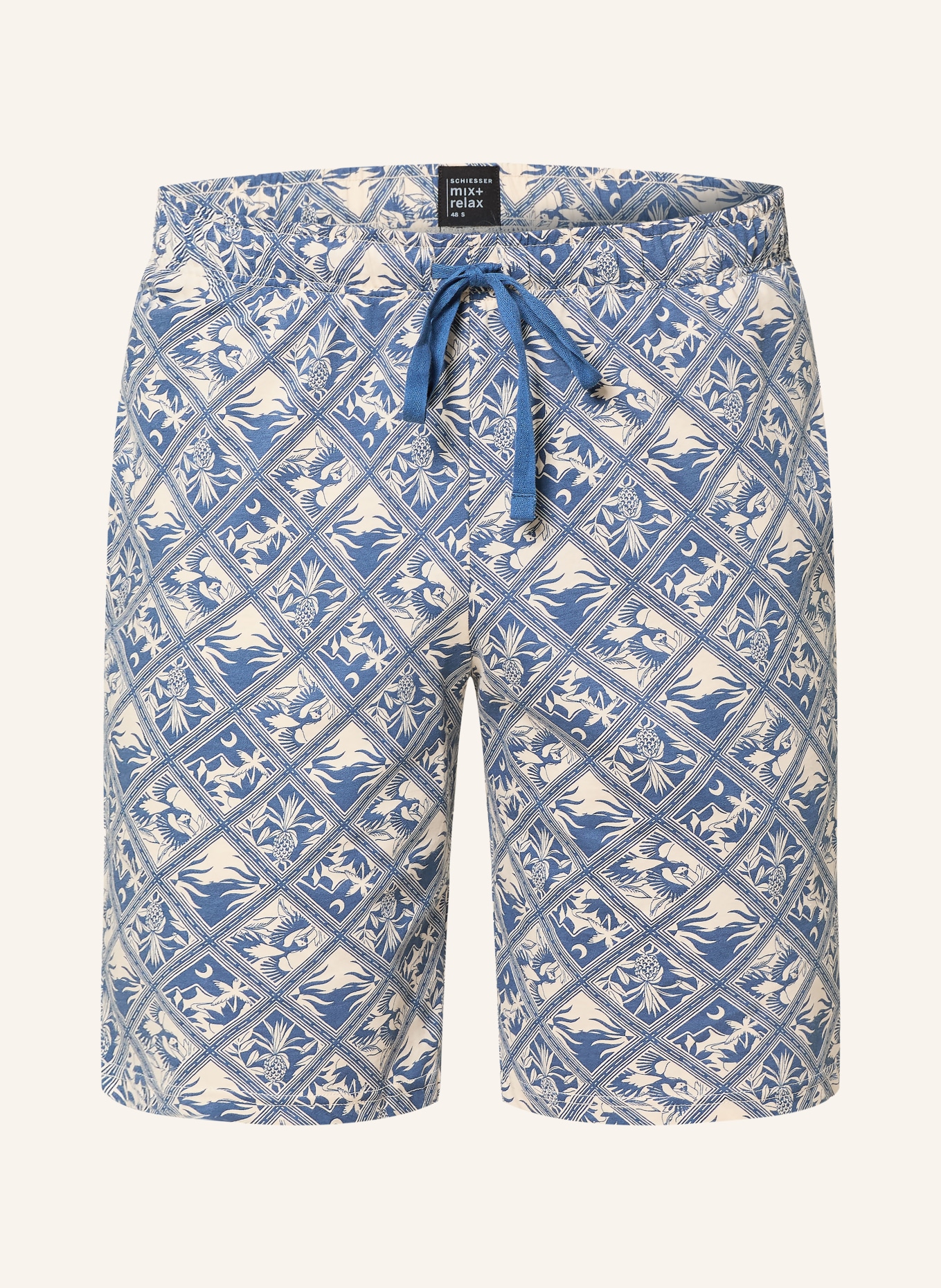 SCHIESSER Pajama shorts MIX+RELAX: BEIGE / BLUE GRAY