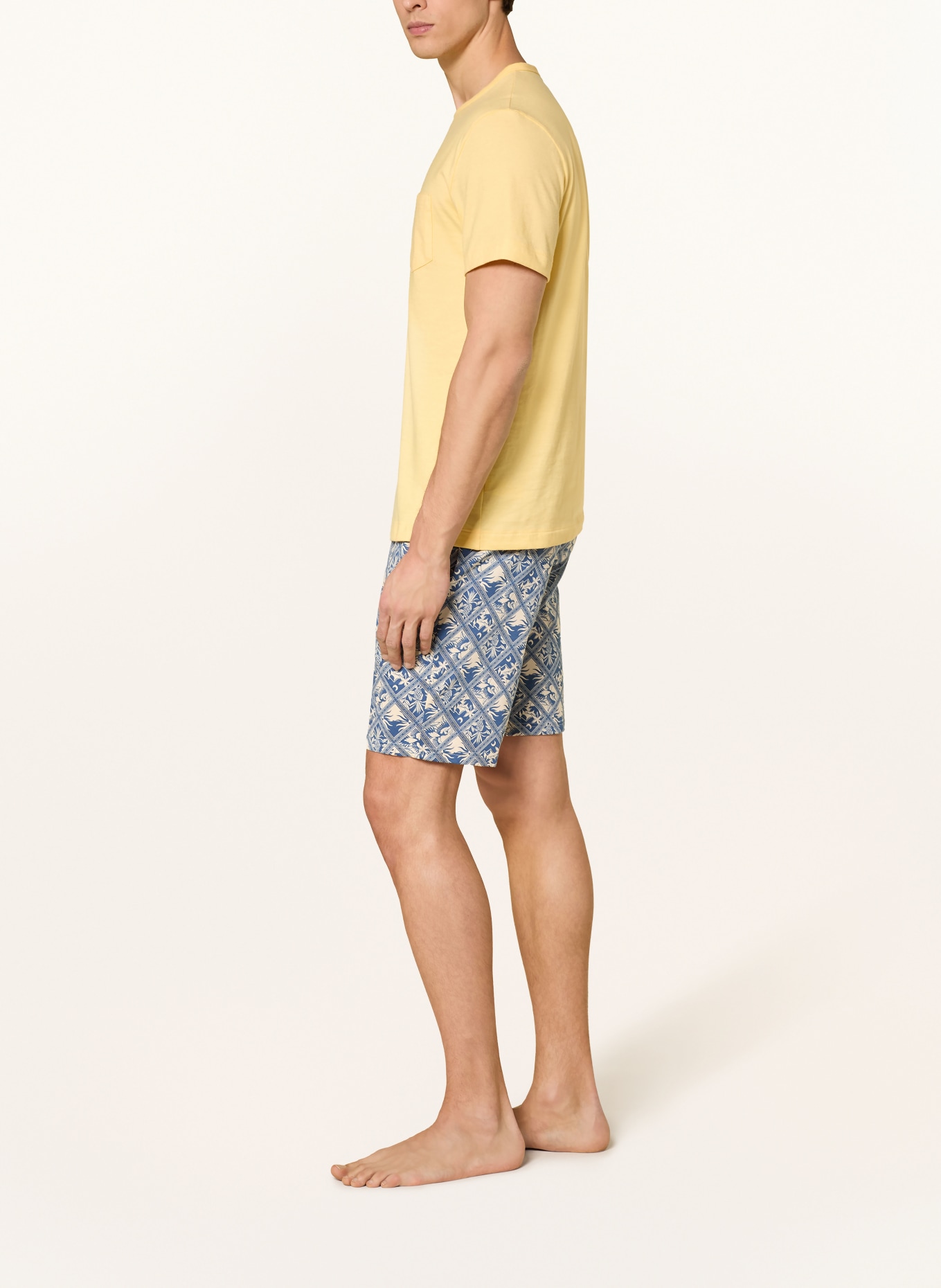 SCHIESSER Pajama shorts MIX+RELAX: BEIGE / BLUE GRAY