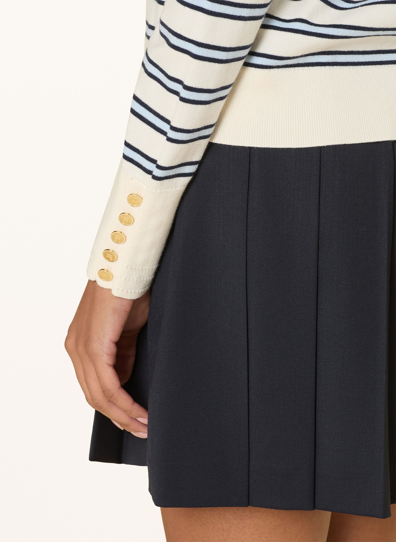 TOMMY HILFIGER Sweater: BEIGE / LIGHT BLUE / BLUE