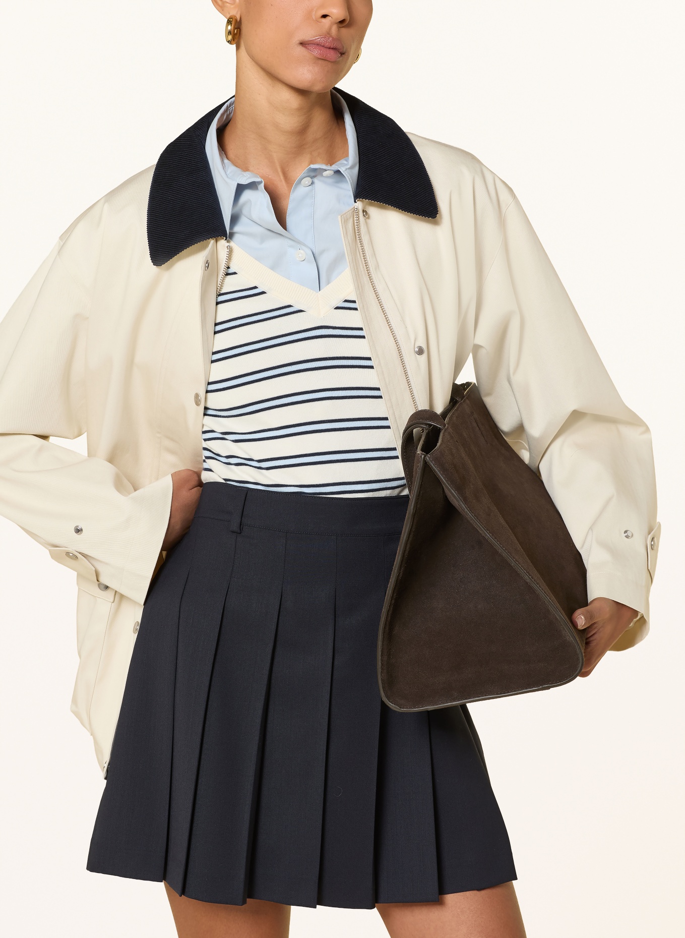 TOMMY HILFIGER Sweater: BEIGE / LIGHT BLUE / BLUE