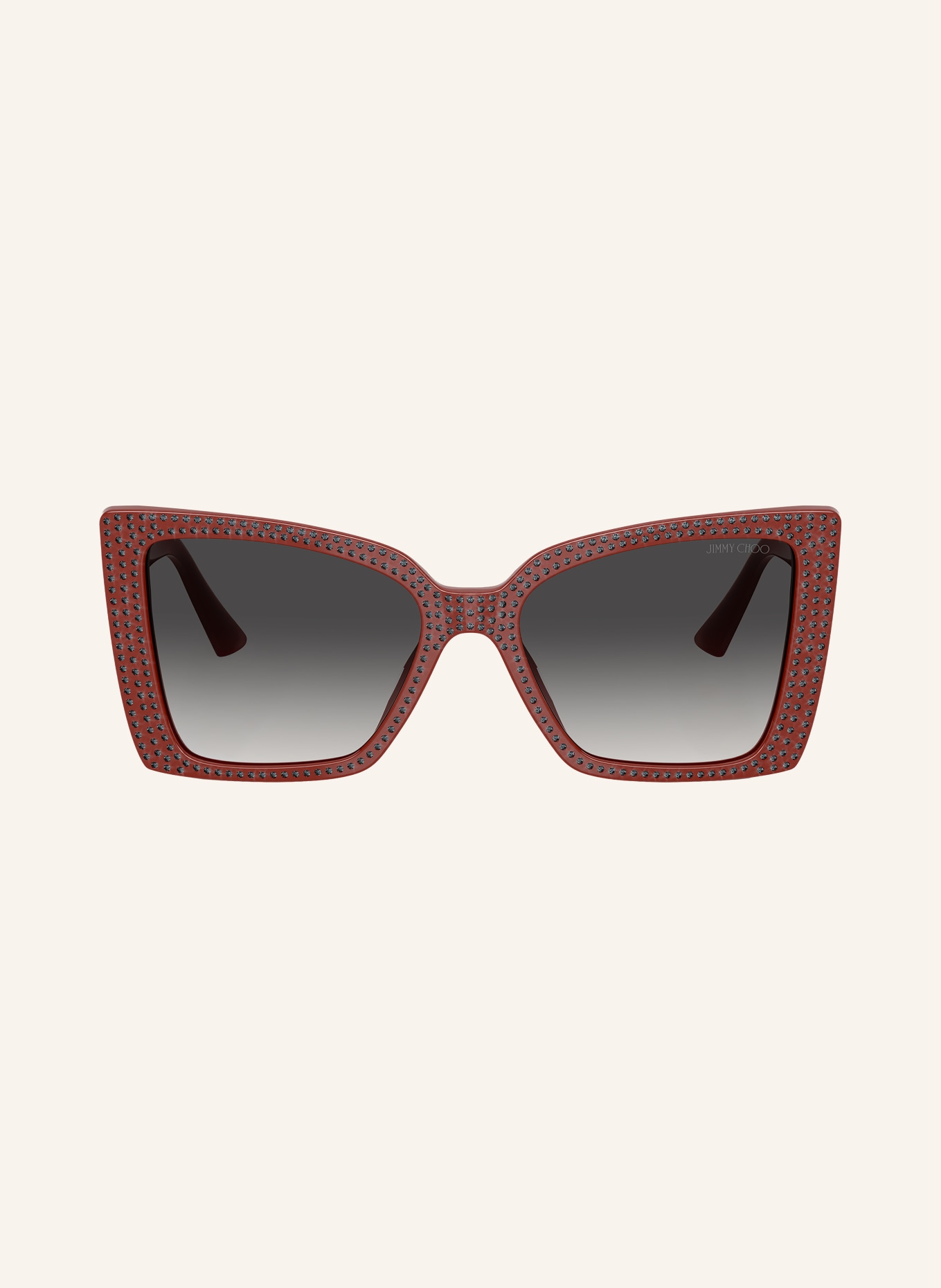 JIMMY CHOO Lunettes de soleil JC5001B avec pierres précieuses: ROUGE FONCÉ/GRIS FONCÉ DÉGRADÉ