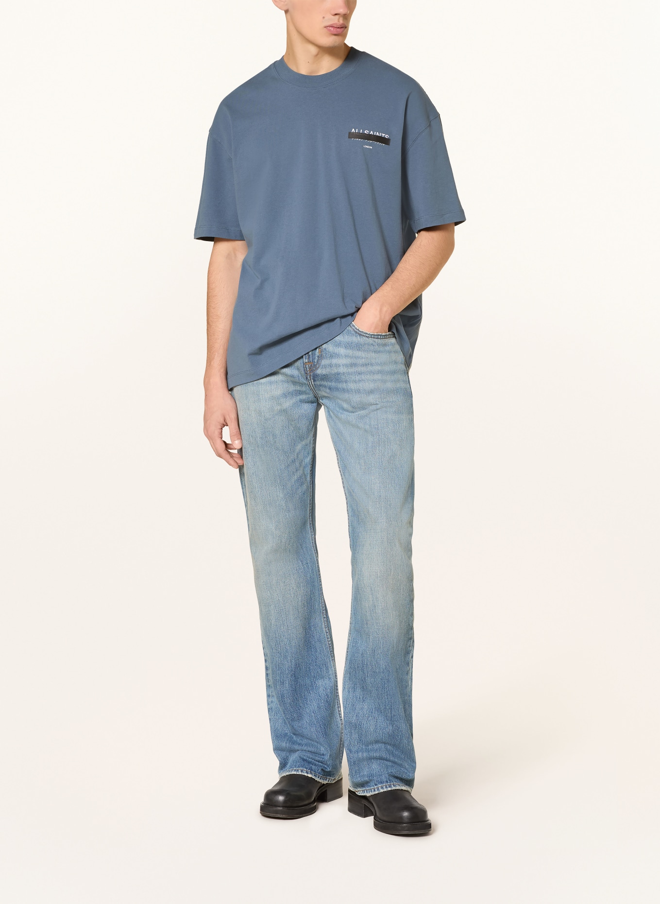 ALLSAINTS T-Shirt REDACT: BLAU / WEISS / SCHWARZ