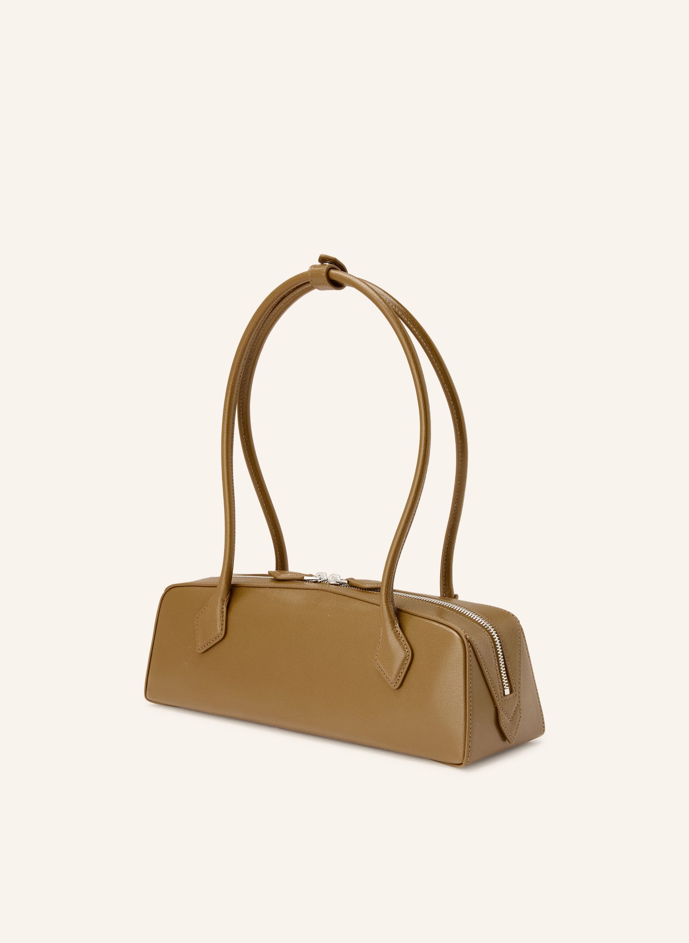 ALAÏA Schoudertas LE TECKEL MEDIUM: CAMEL / ZILVER