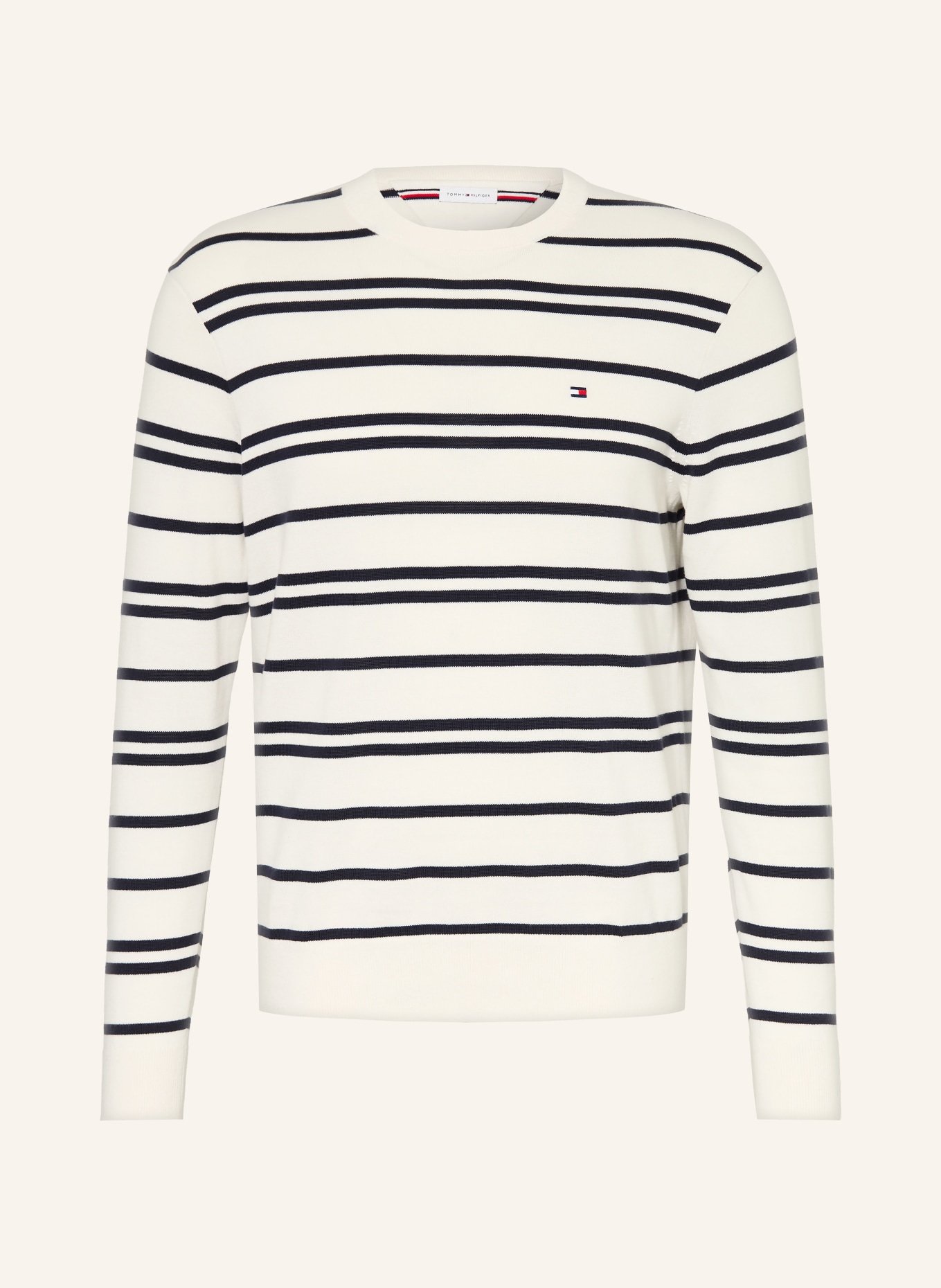 TOMMY HILFIGER Pullover: CREME / DUNKELBLAU