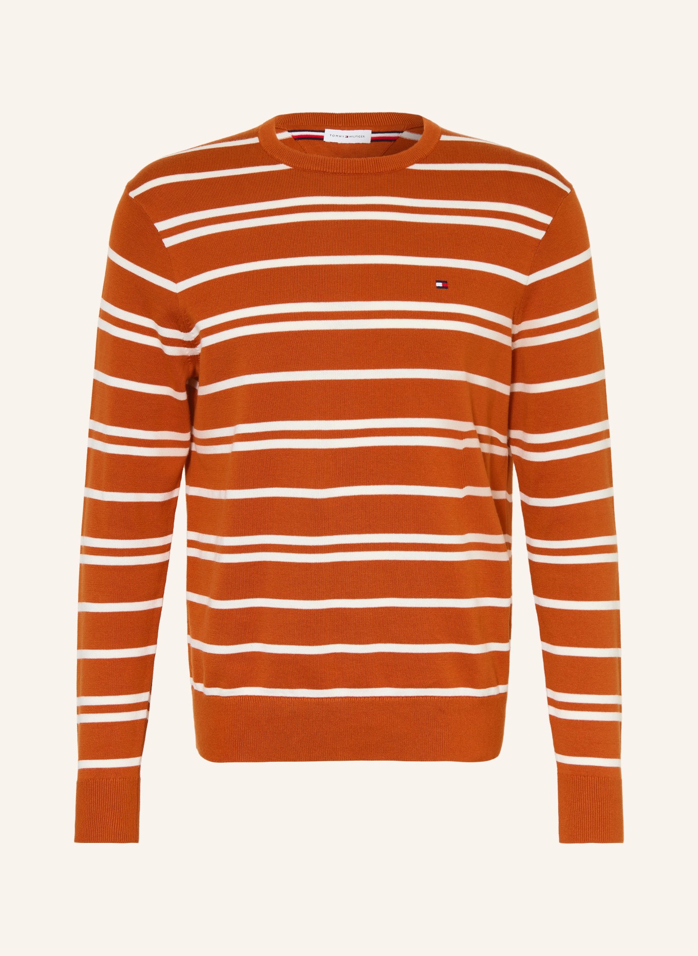 TOMMY HILFIGER Svetr: TMAVĚ ORANŽOVÁ / KRÉMOVÁ
