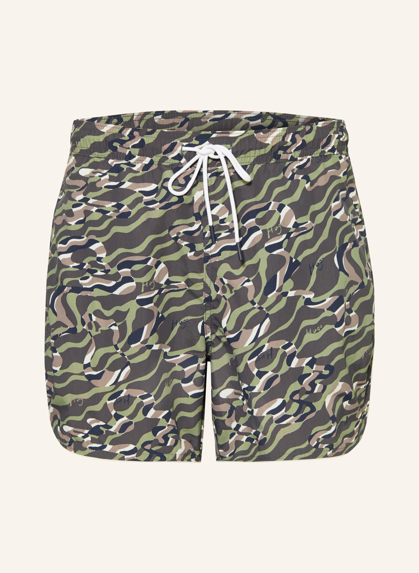 HUGO Zwemshort RIK: GROEN / DONKERGRIJS / WIT