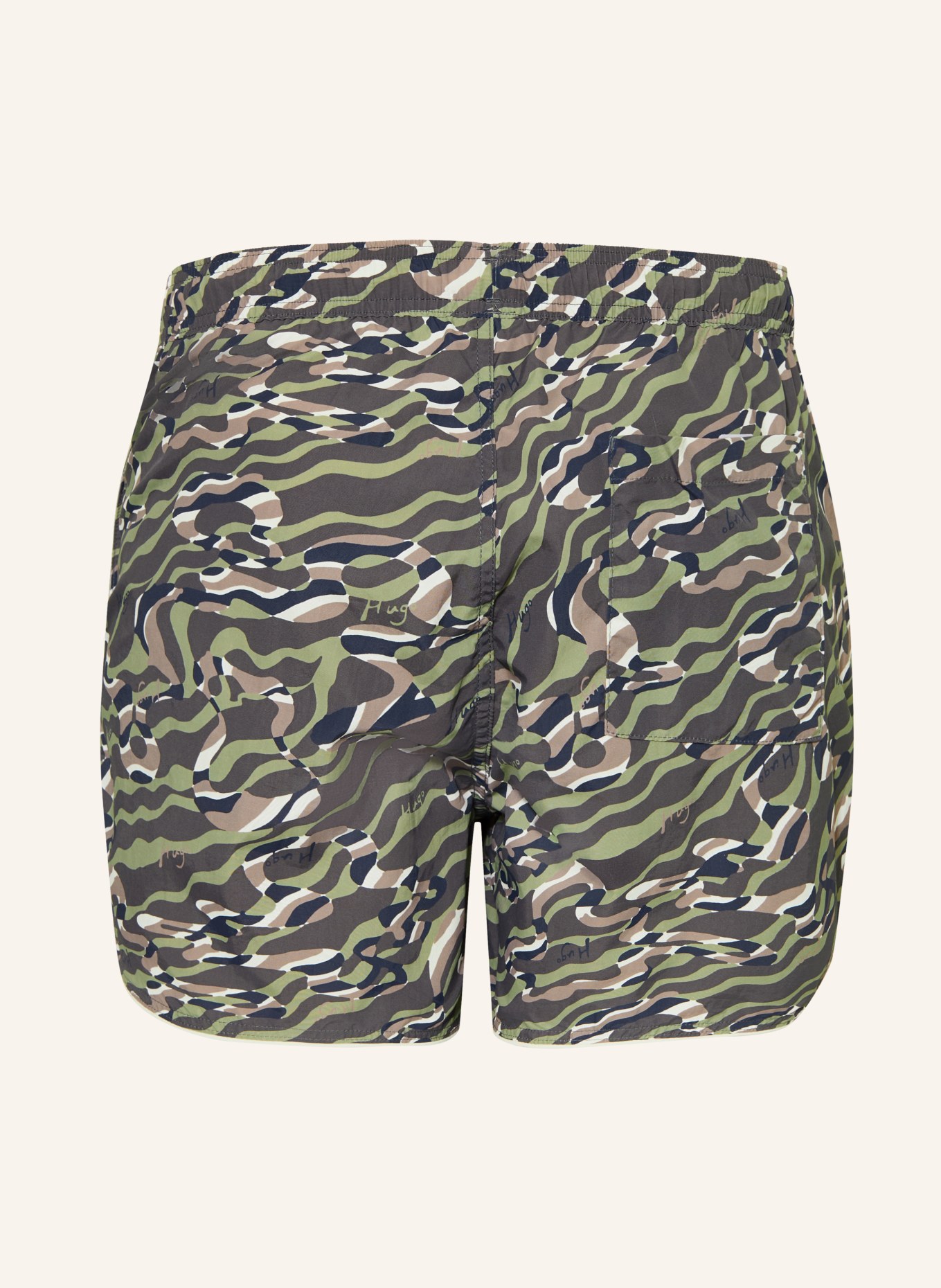 HUGO Zwemshort RIK: GROEN / DONKERGRIJS / WIT