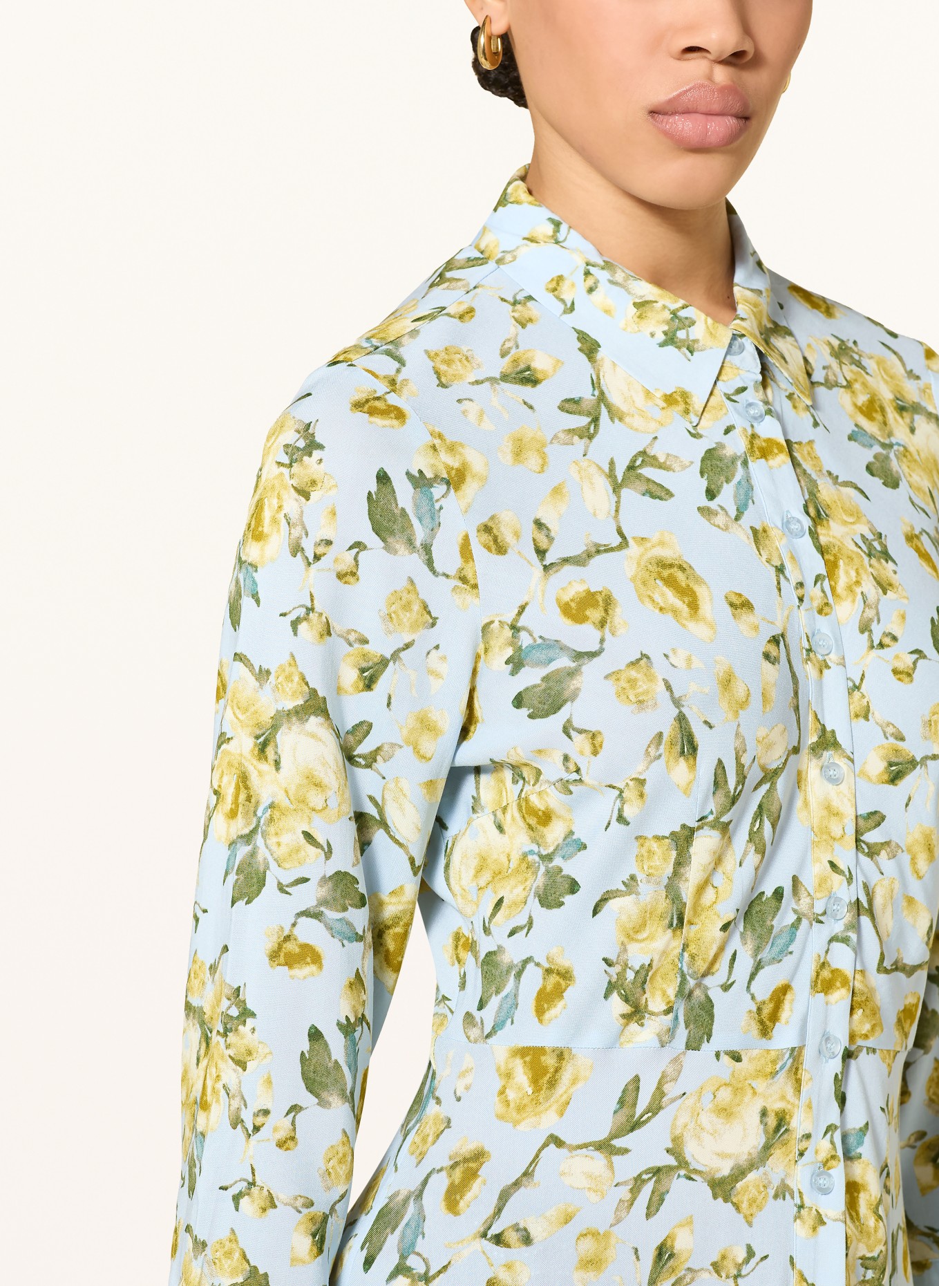 Y.A.S. Overhemdjurk: LICHTBLAUW / GEEL / GROEN