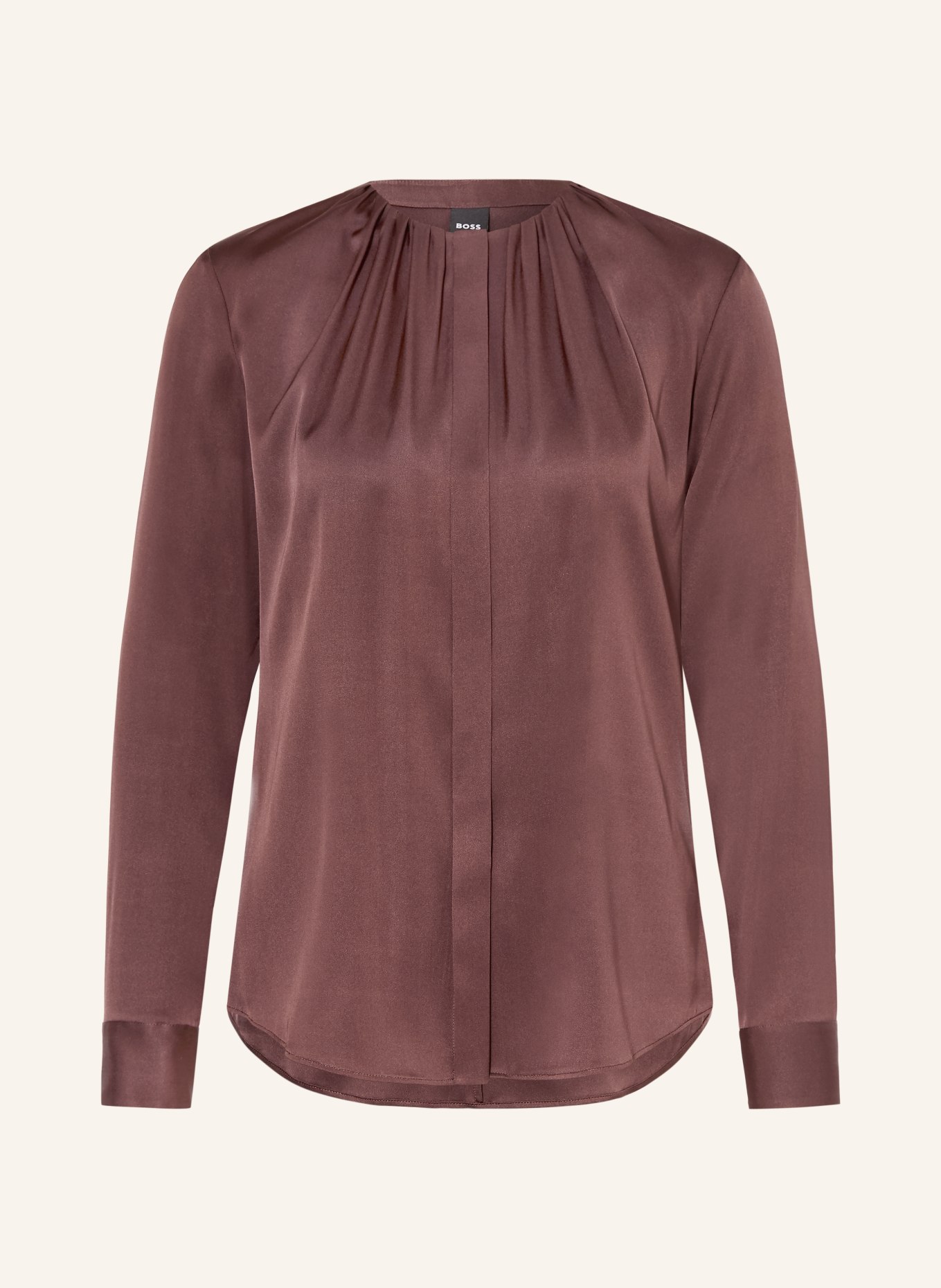 BOSS Zijden blouse BANORAH: MARRON FONCÉ