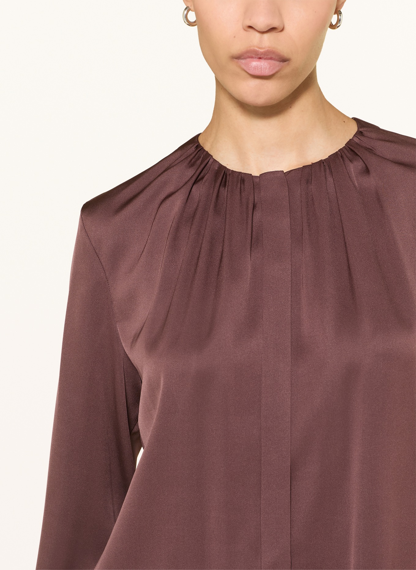 BOSS Zijden blouse BANORAH: MARRON FONCÉ