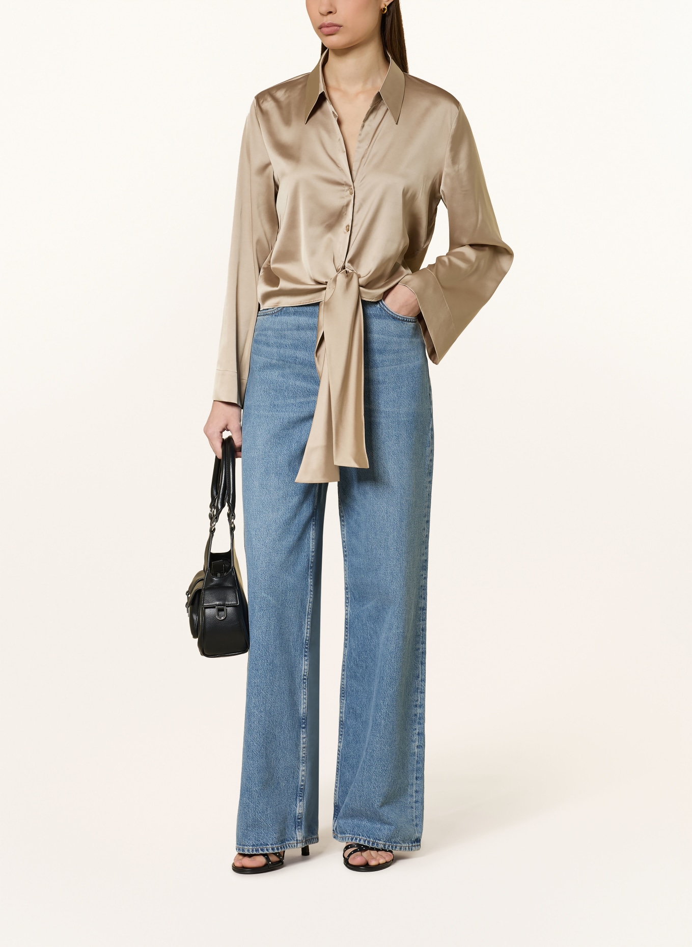 HUGO Satijnen blouse ERRIKA: BEIGE