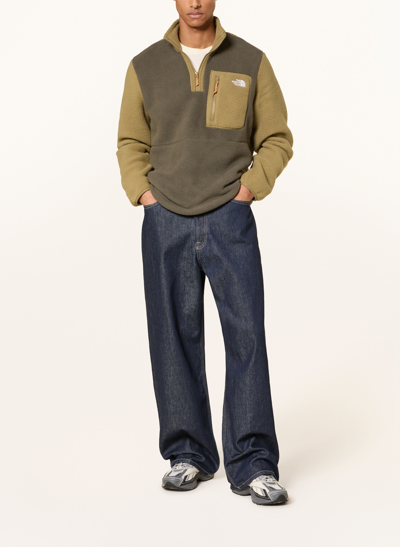 THE NORTH FACE YUMIORI fleece half-zip sweater: KHAKI / OLIVE