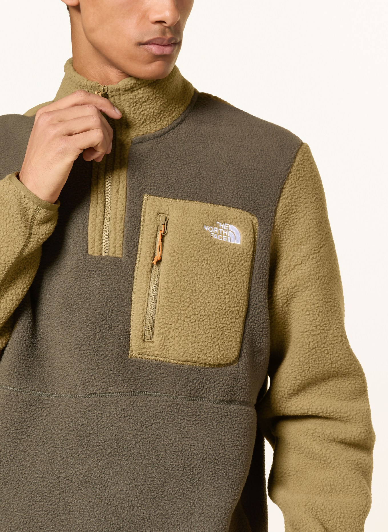 THE NORTH FACE YUMIORI fleece half-zip sweater: KHAKI / OLIVE