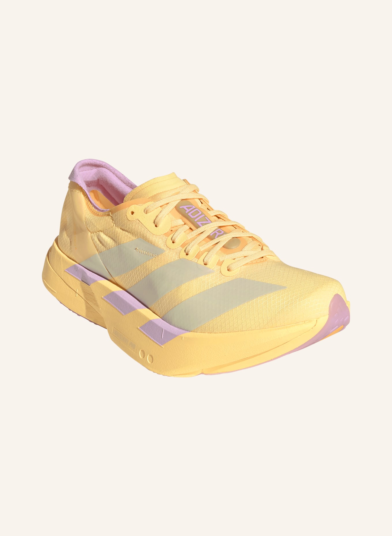 adidas Laufschuhe ADIZERO ADIOS PRO 4: DUNKELGELB / CREME / HELLLILA